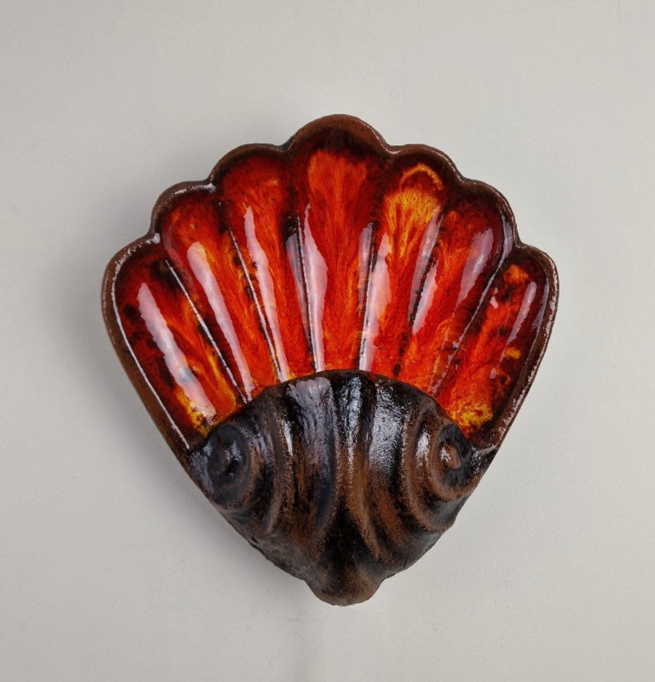 Large French Ceramic Shell Wall Light - Two Available