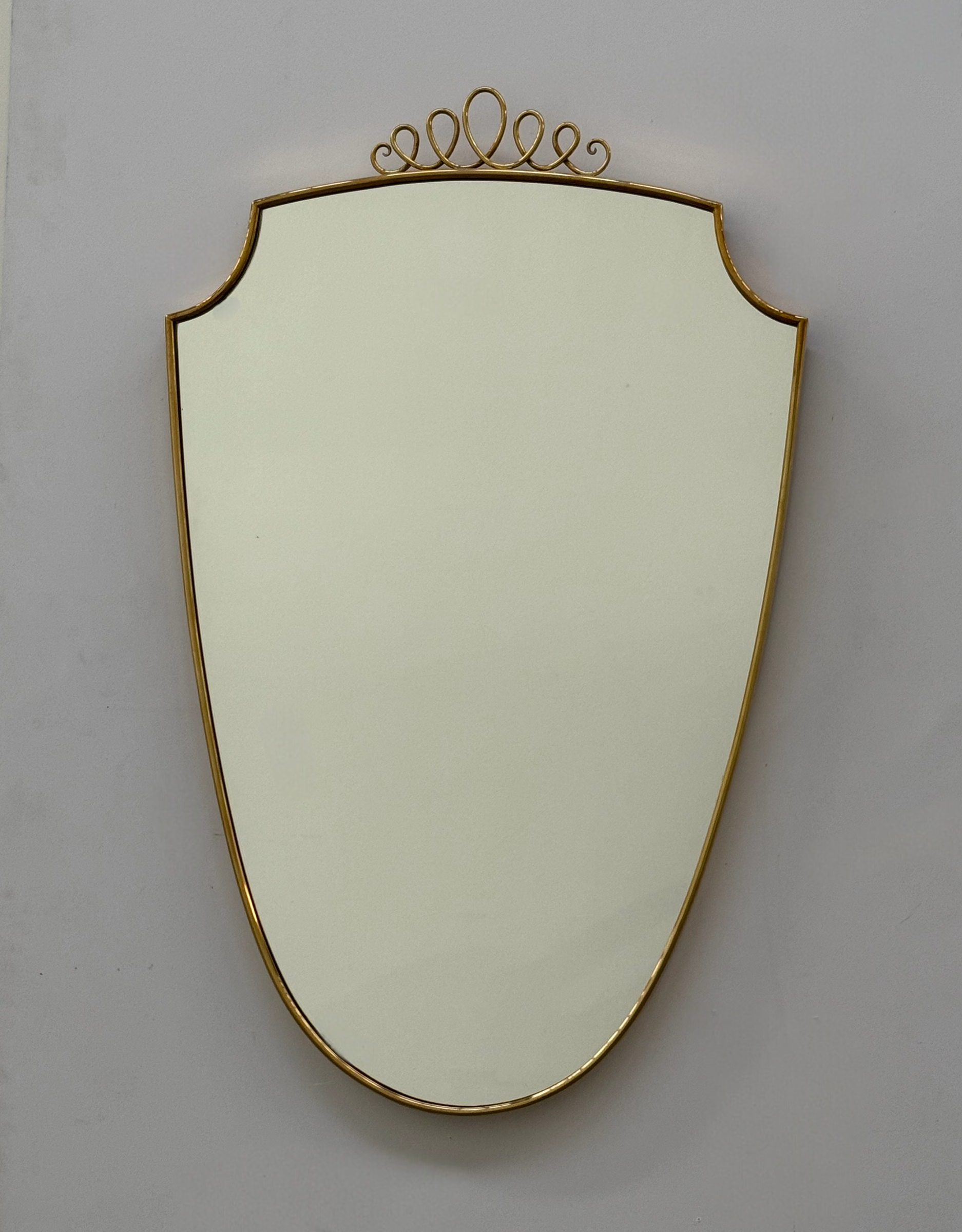 Vintage Italian Brass Shield Mirror