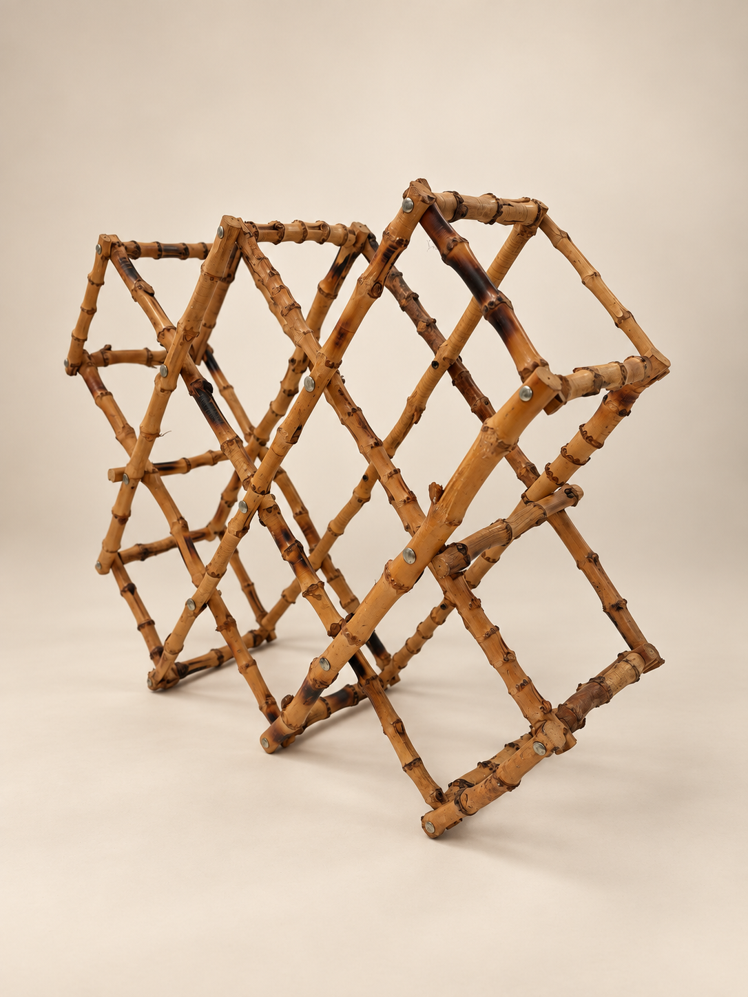 Vintage Bamboo Folding Wine Rack