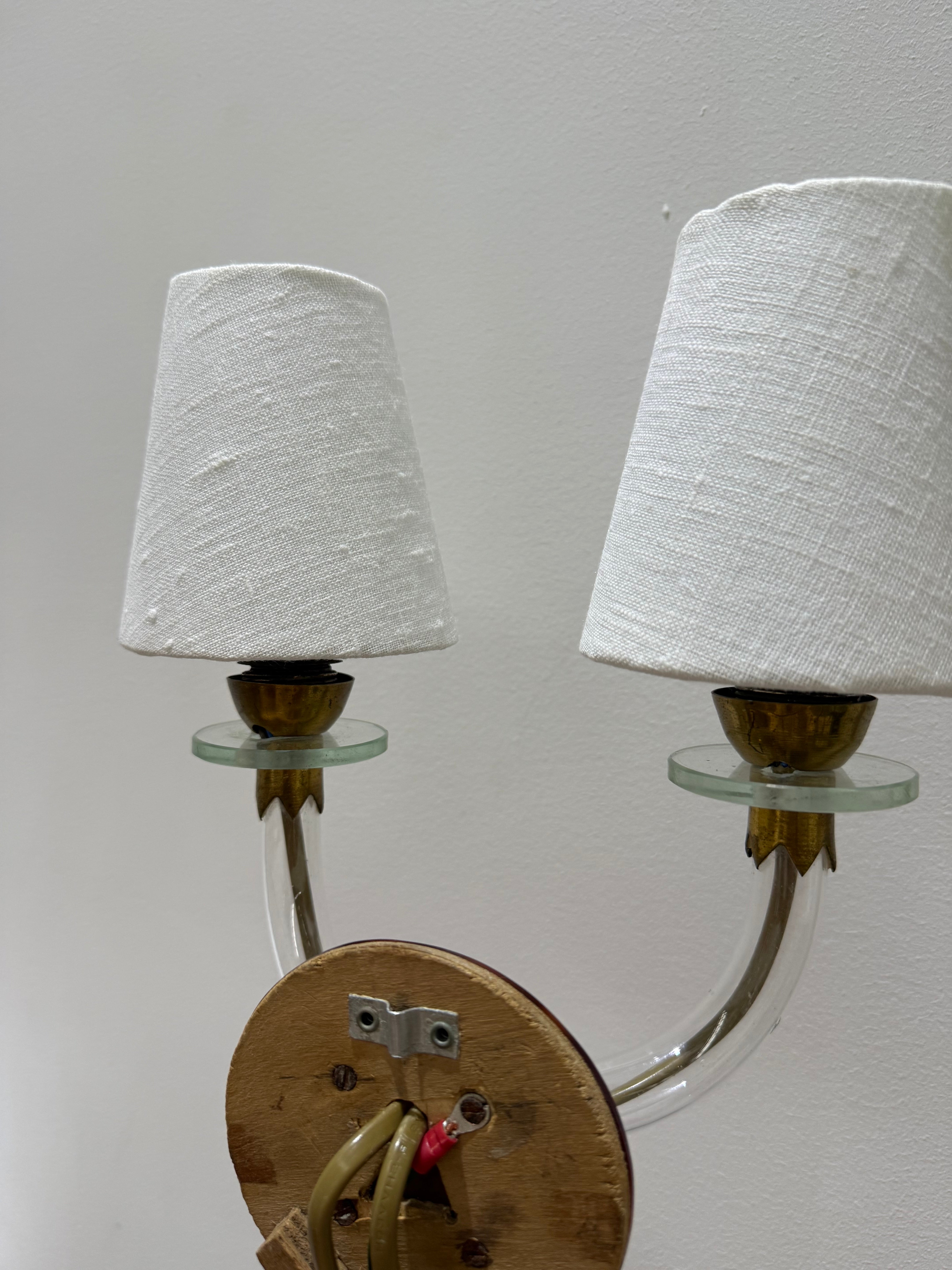 Pair of French Glass Mirrored Wall Lights