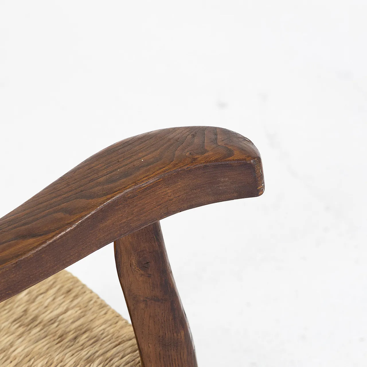 Vintage Italian Timber & Rush Armchair - Two Available