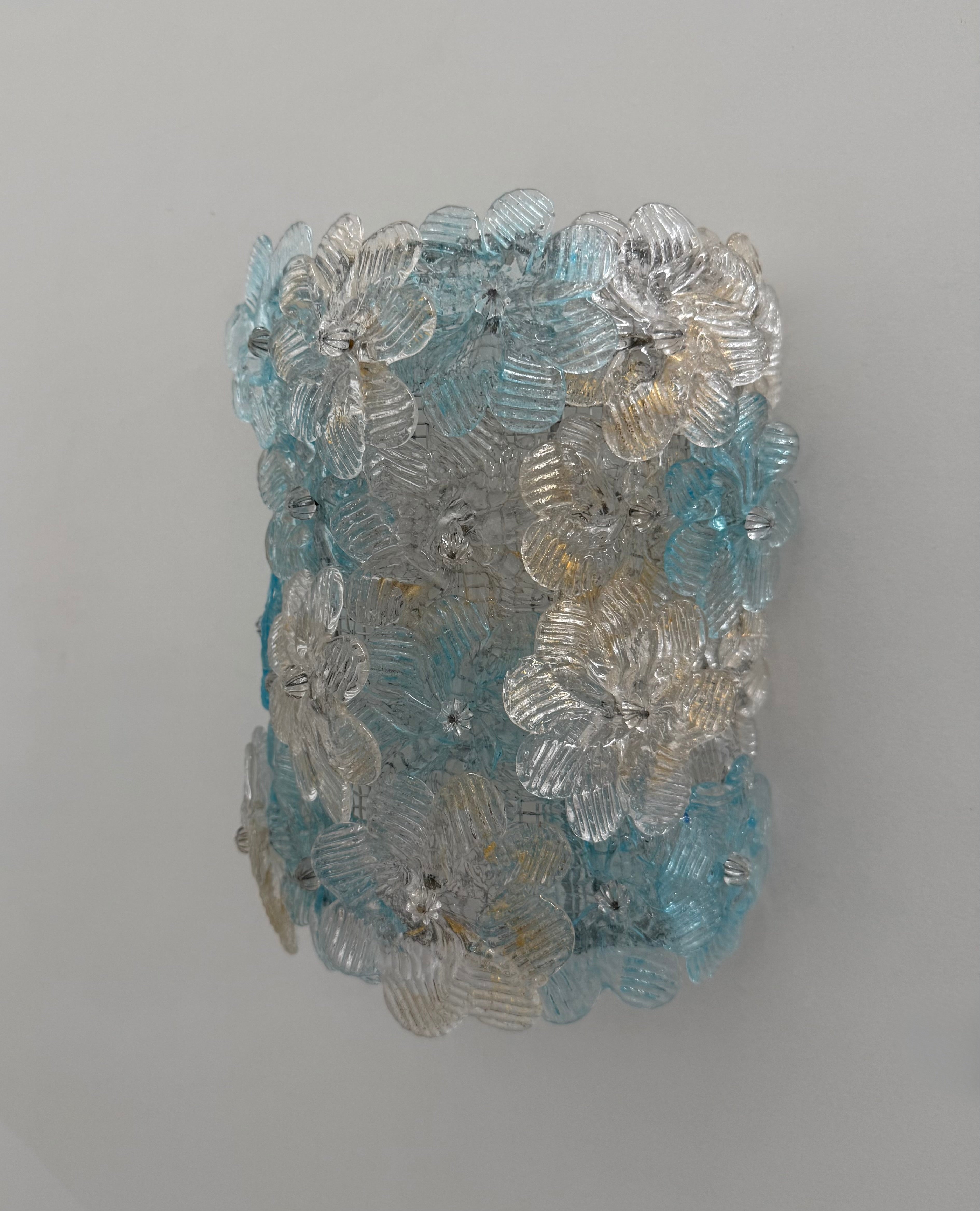 Pair of Murano Flower Wall Lights by Seguso