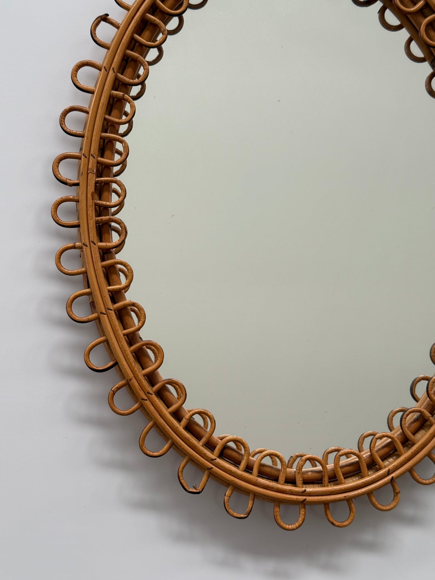 Vintage Italian Bamboo Mirror by Bonacina
