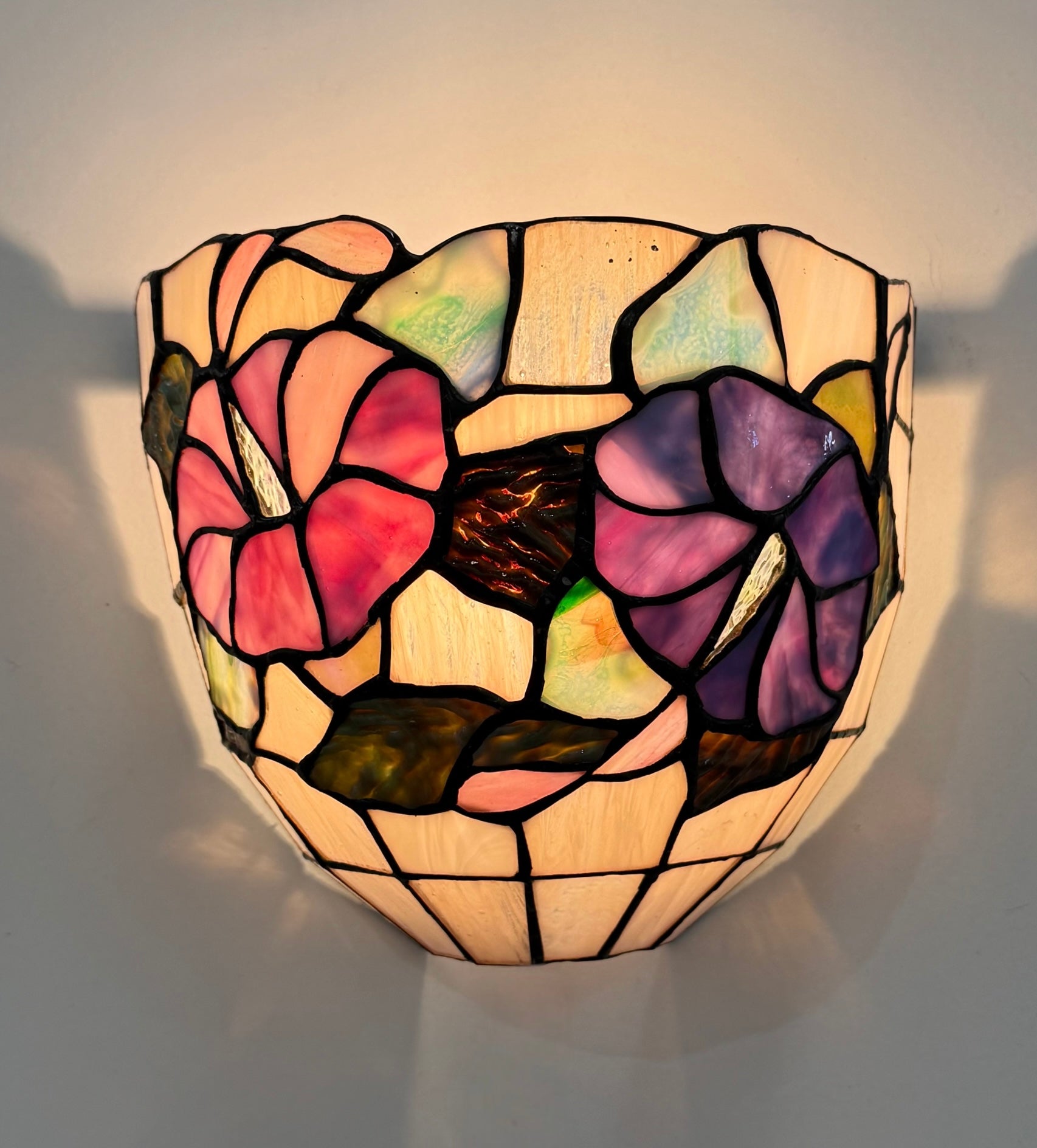 Vintage Tiffany Stained Glass Wall Lights - Two Available