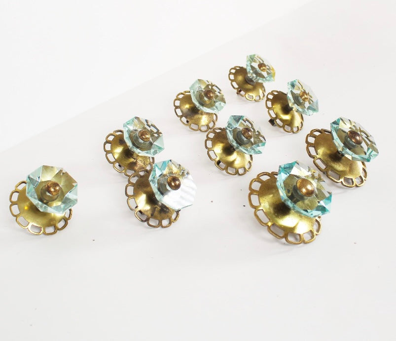 Italian Glass & Brass Coat Hook / Drawer Pull