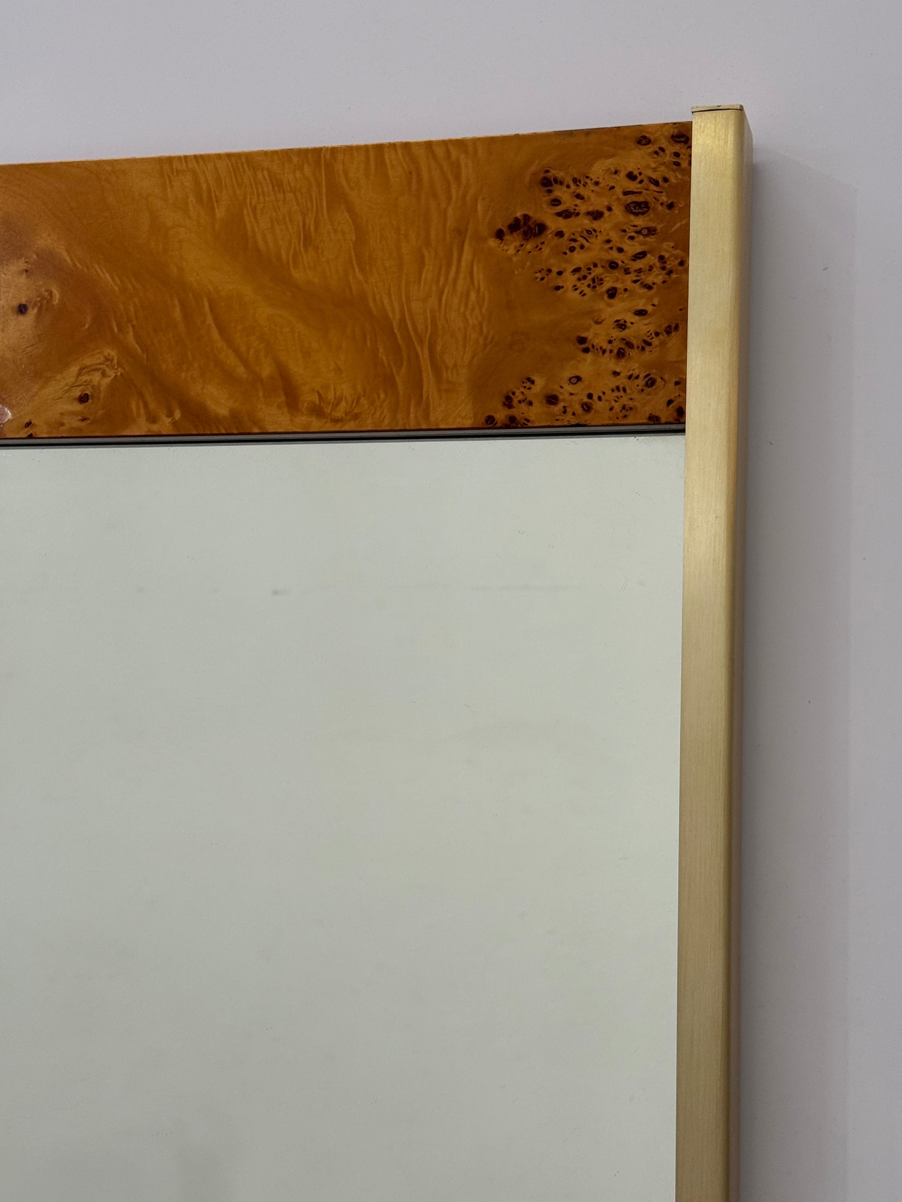 Italian Briar Wood & Brass Mirror