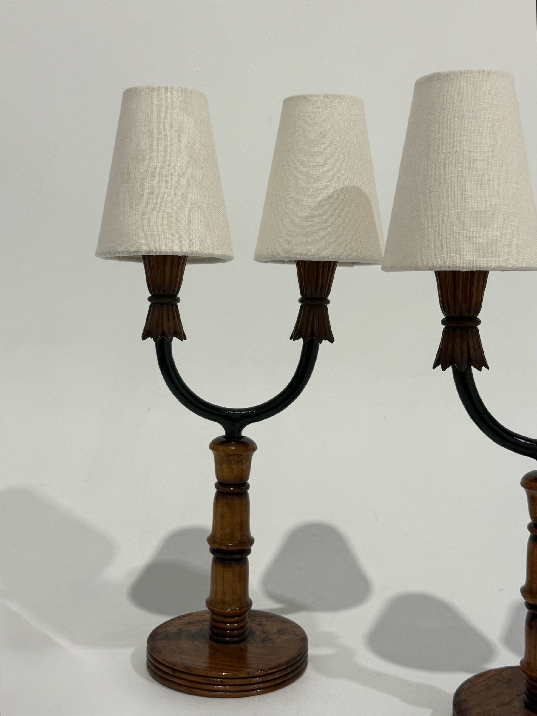 Vintage Italian Timber & Iron Lamp - Two Available