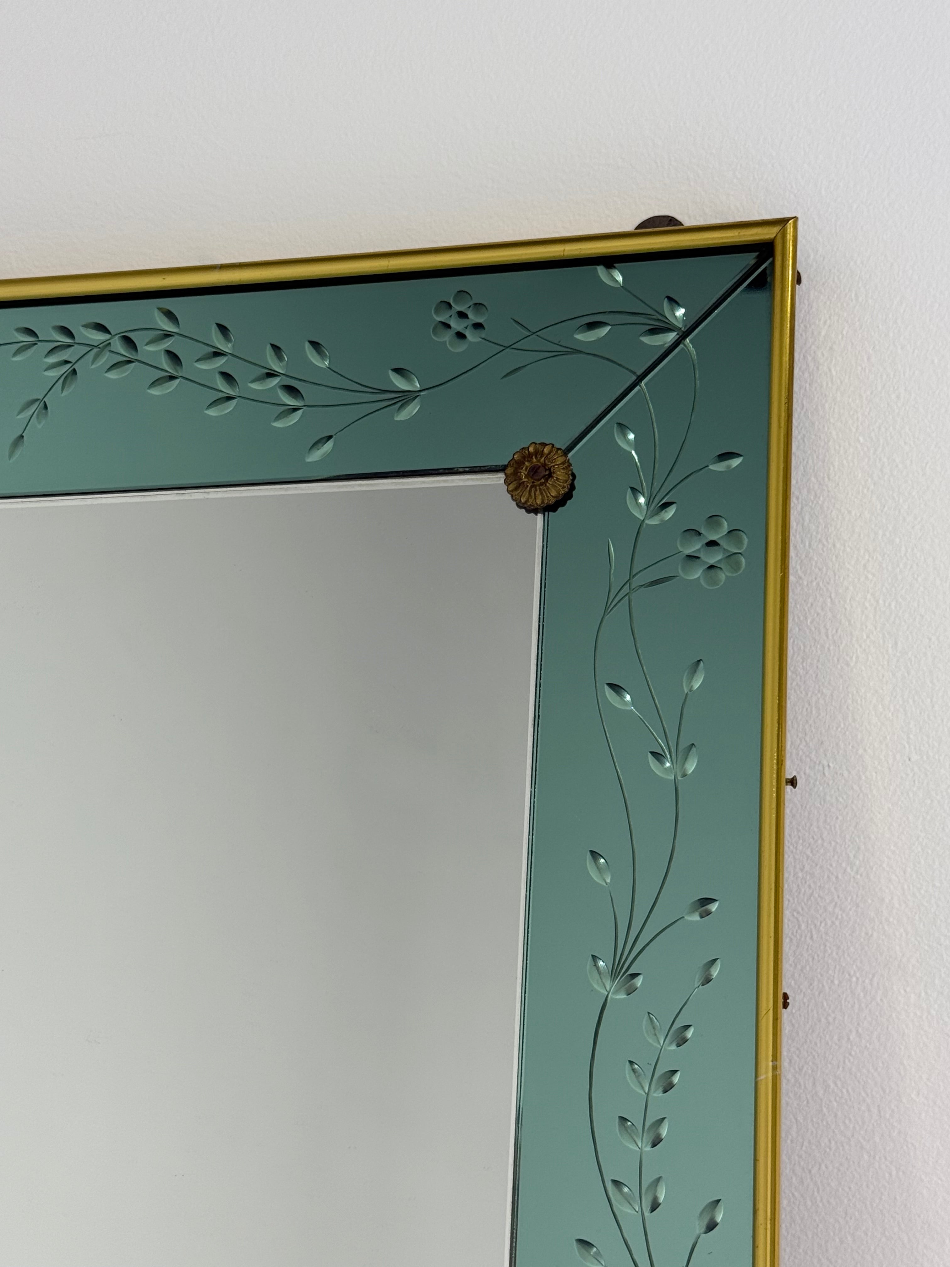 Italian Etched Glass Mirror by Cristal Arte