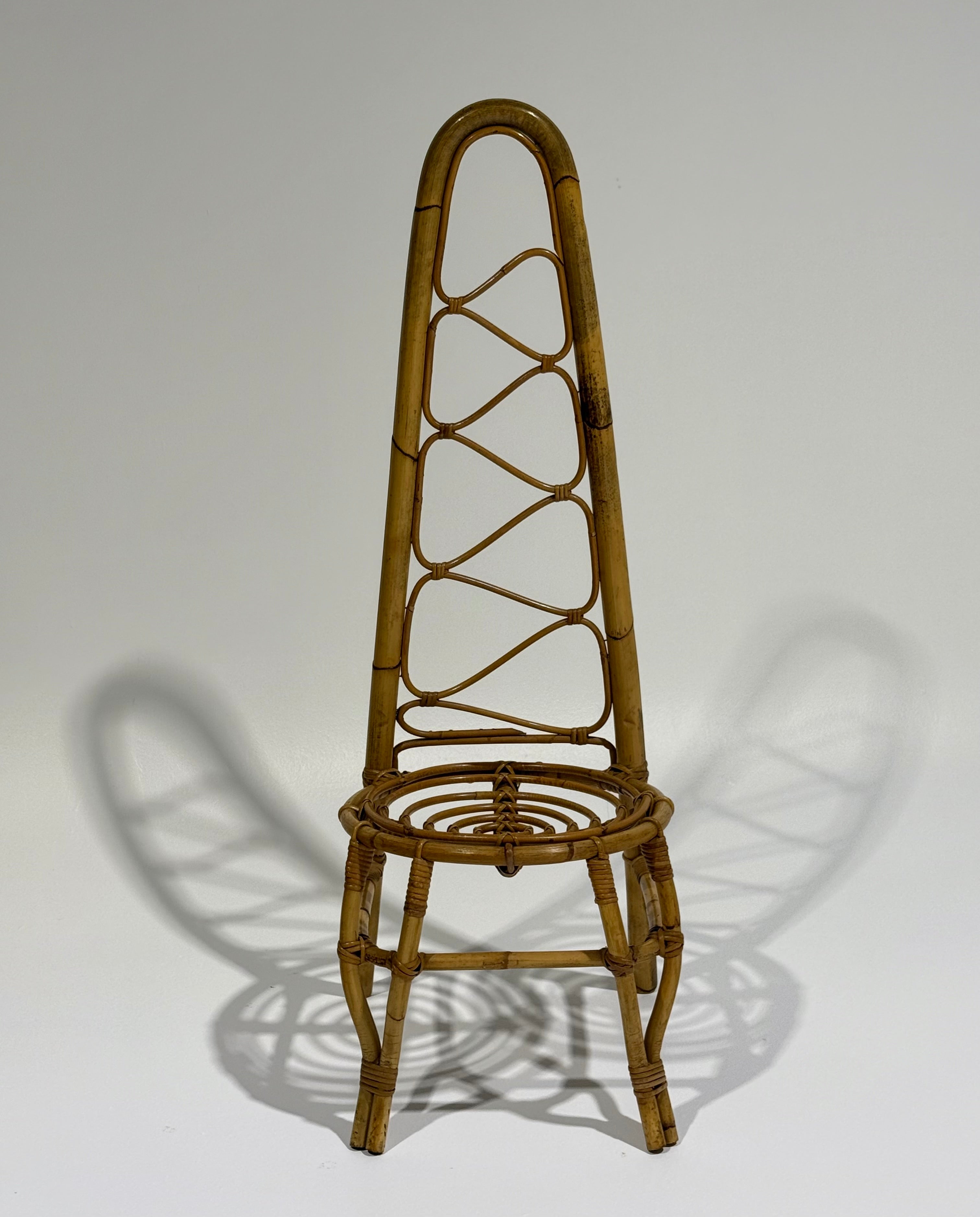 Italian Bamboo High Back Chair by Bonacina