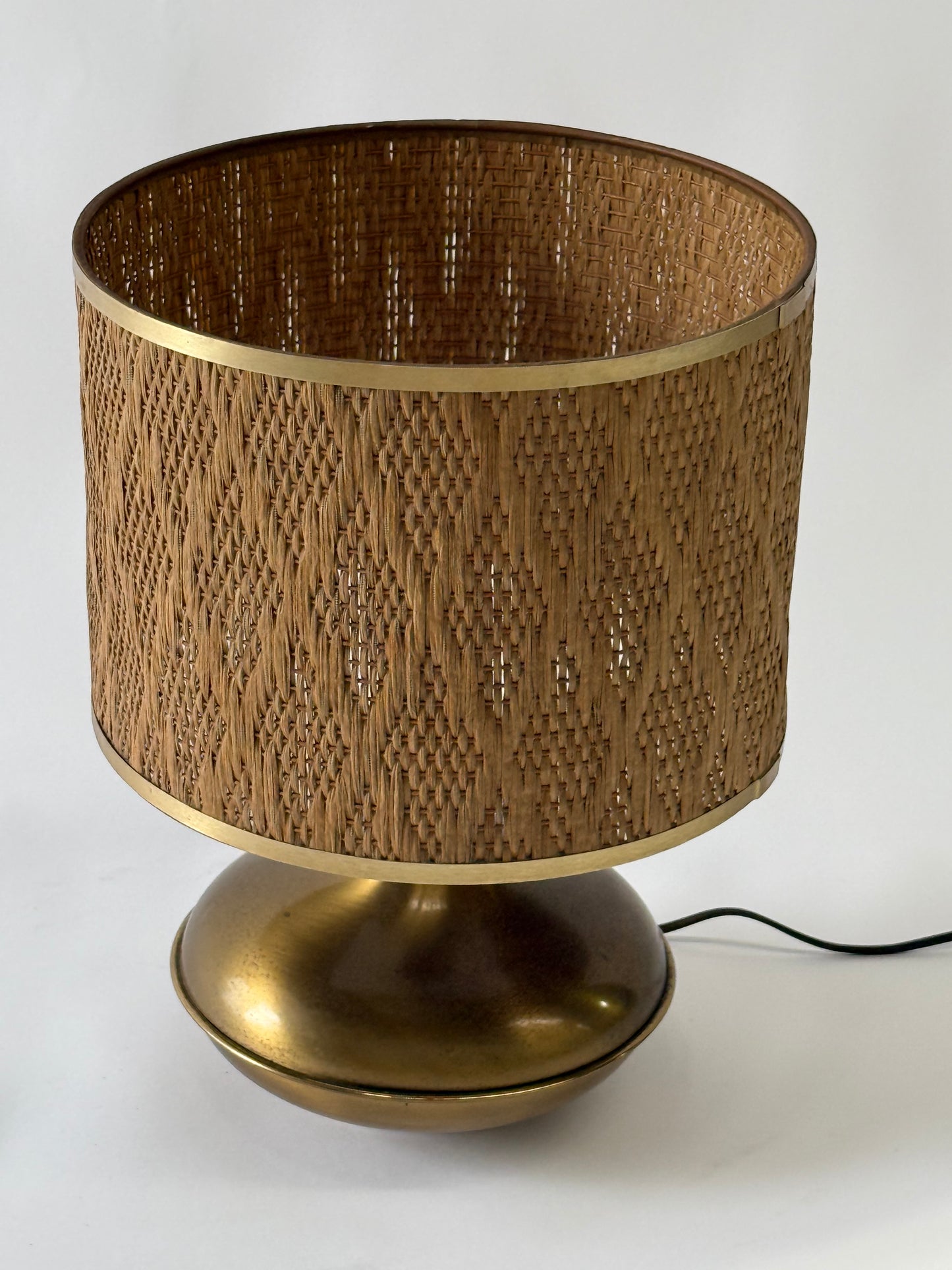 Vintage Italian Brass and Rattan Lamp