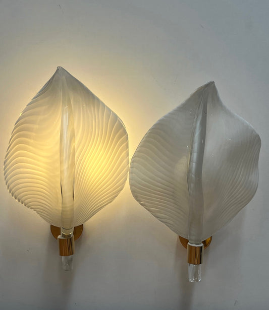 Pair of Murano Glass Leaf Wall Lights