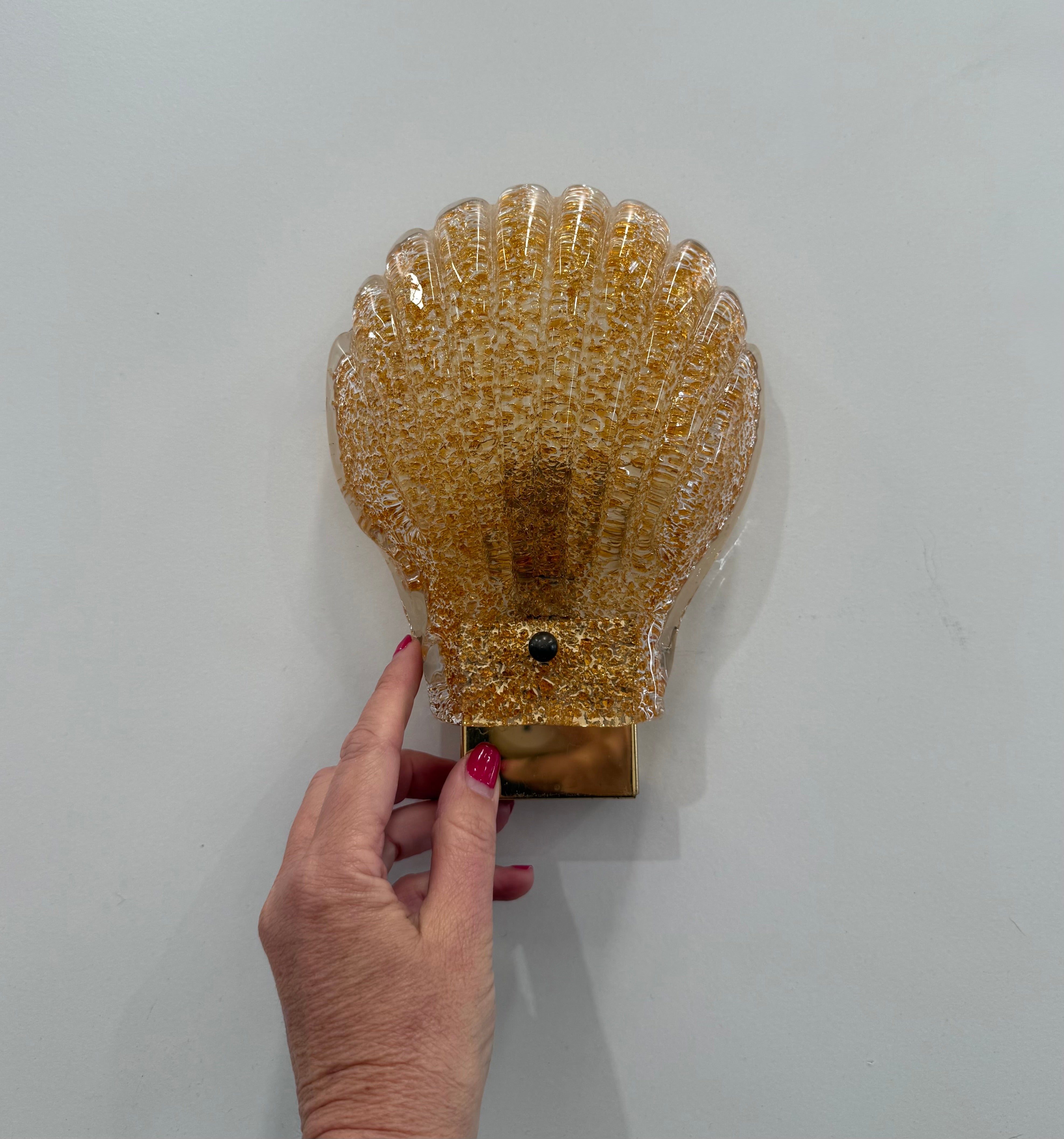 Murano Glass Shell Wall Light - Two Available