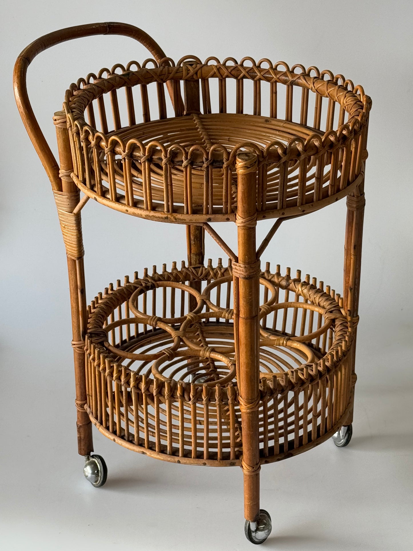 Italian 1960’s Bamboo Bar Trolley by Bonacina