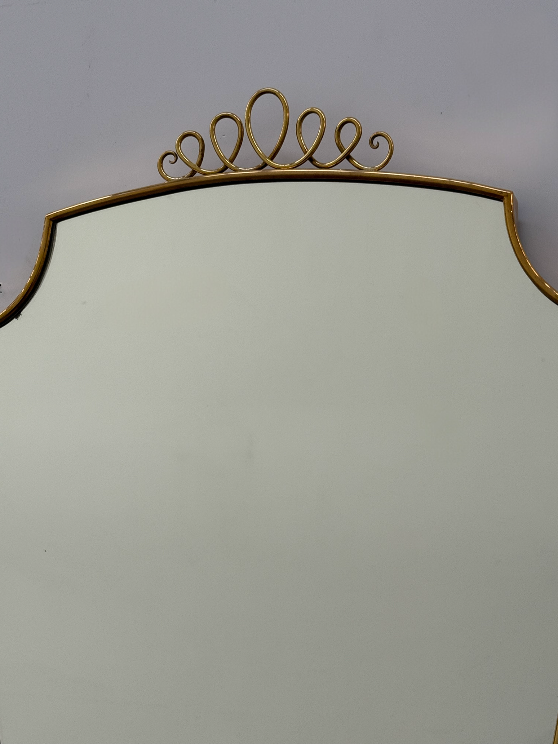 Vintage Italian Brass Shield Mirror