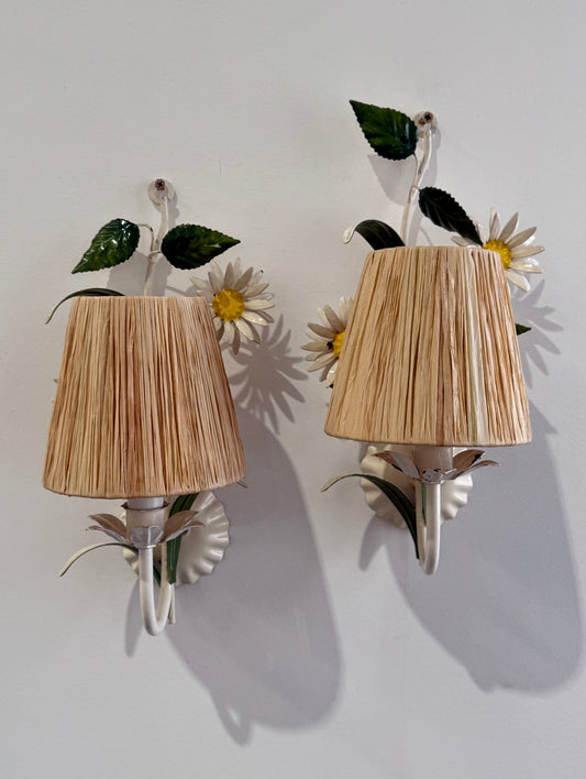 Pair of 1950’s French Floral Wall Lights
