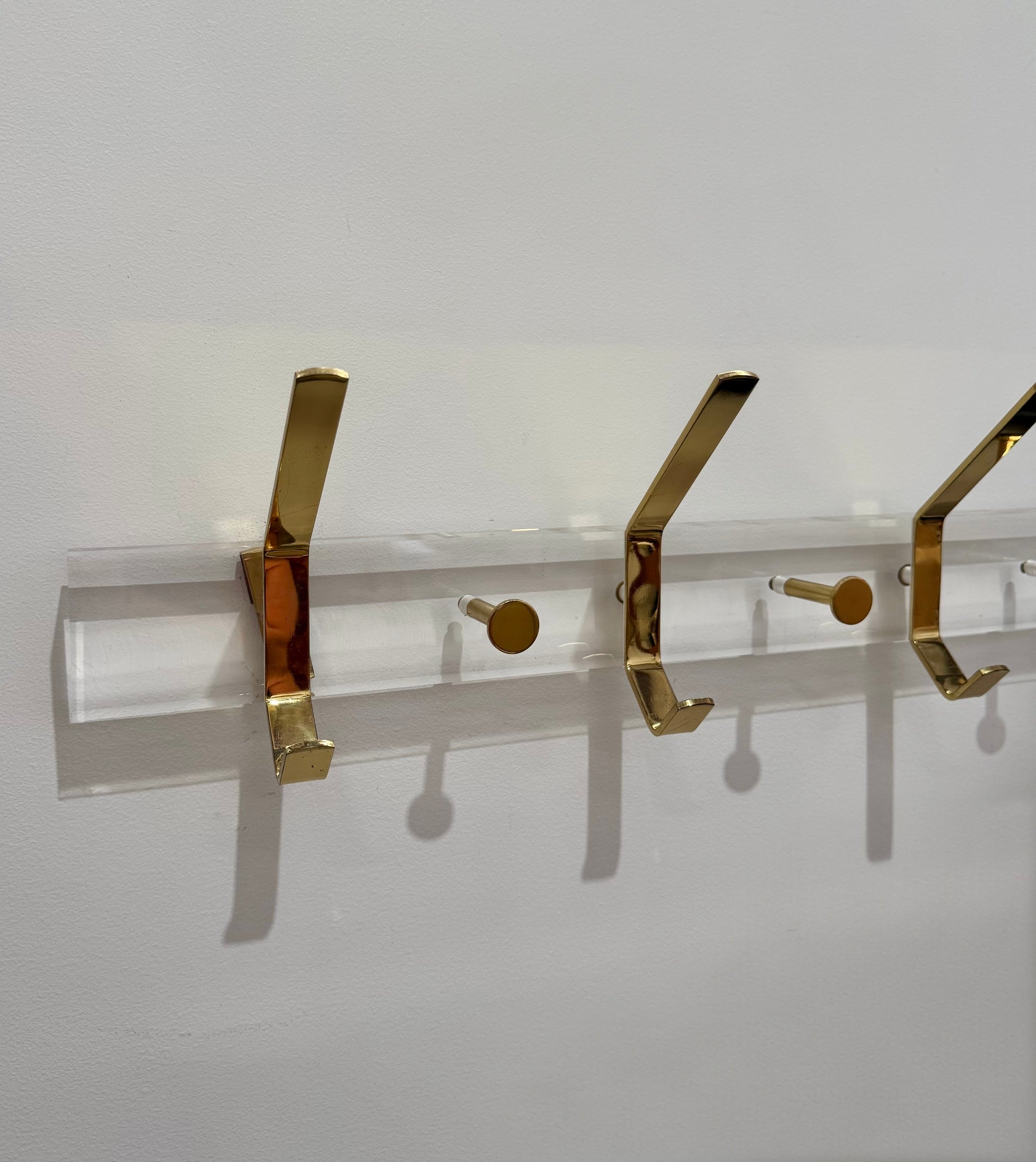 Italian Lucite and Brass Coat Rack