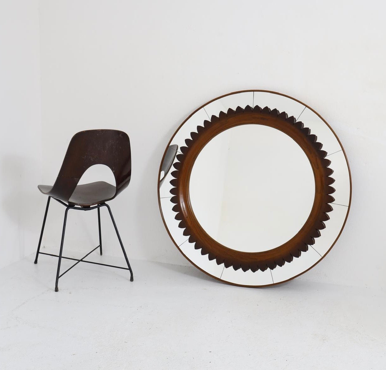 PRE ORDER 1950’s Italian Walnut Wall Mirror by Fratelli Marelli