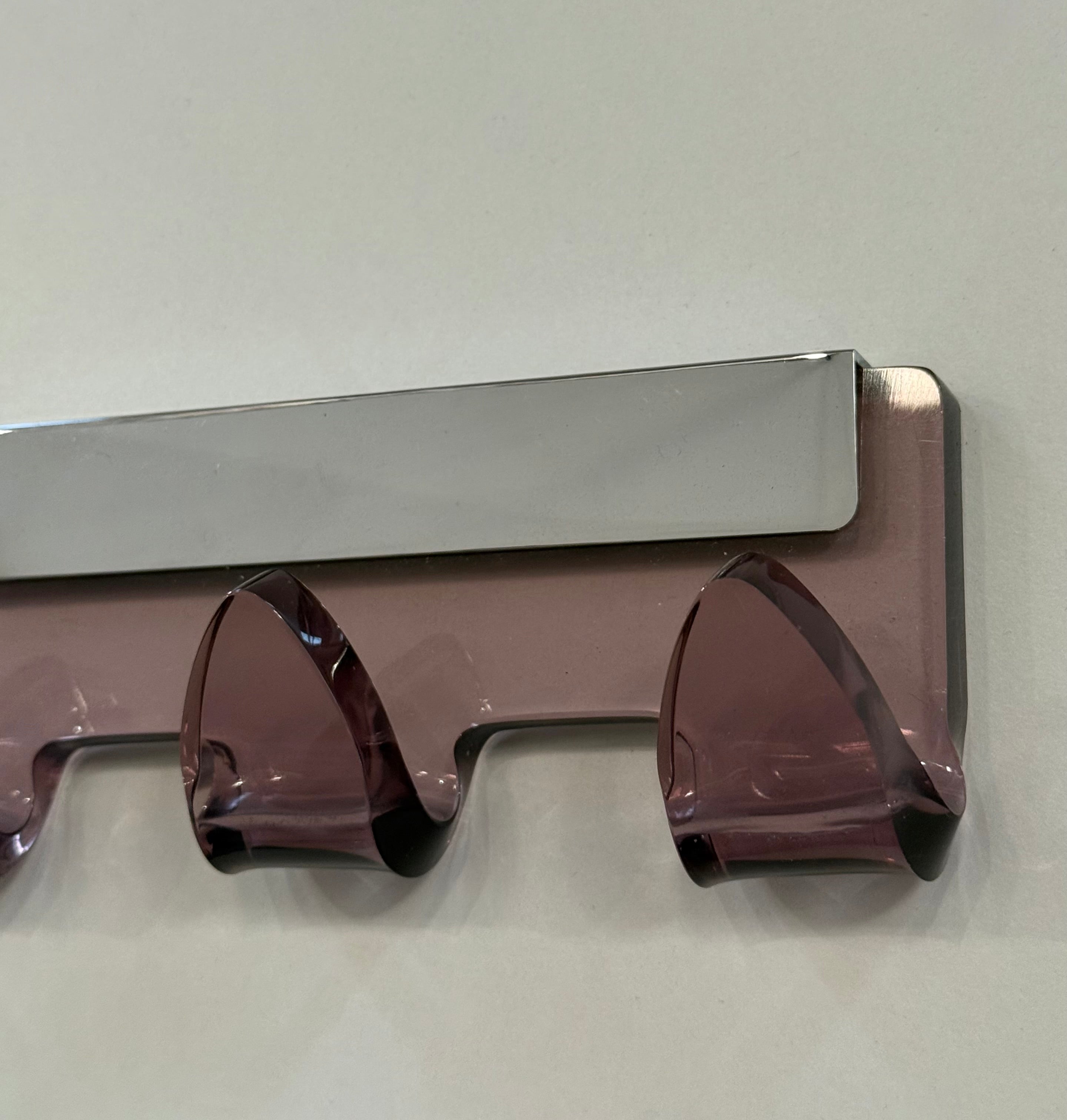 Set of Italian Perspex and Chrome Wall Hooks