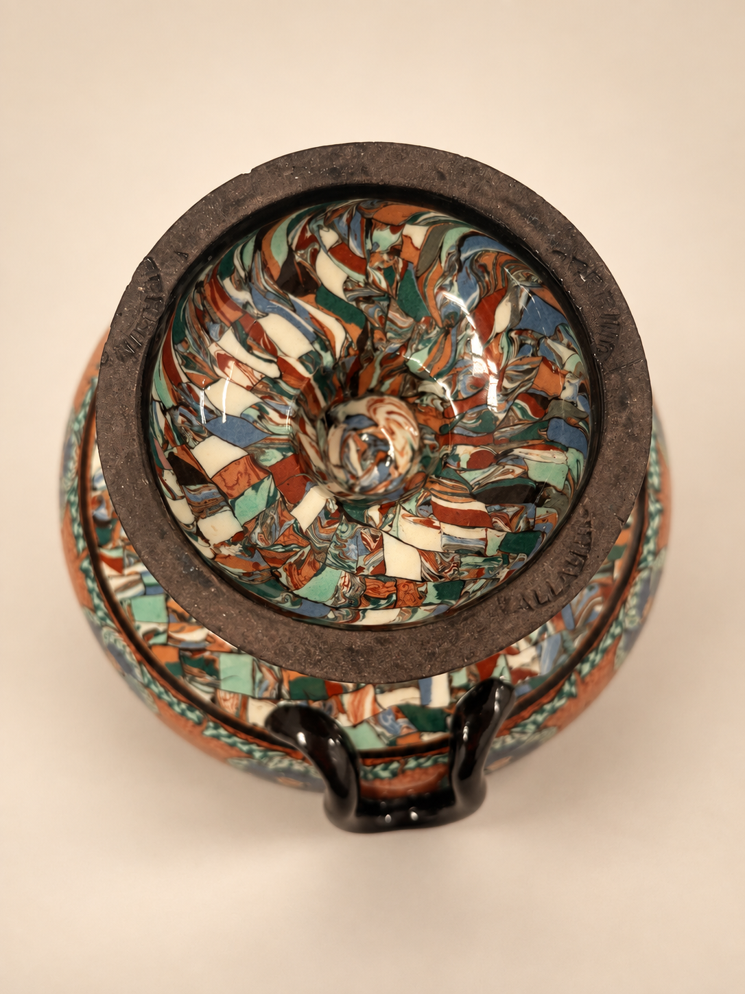 French Mosaic Ceramic Bowl by Jean Gerbino