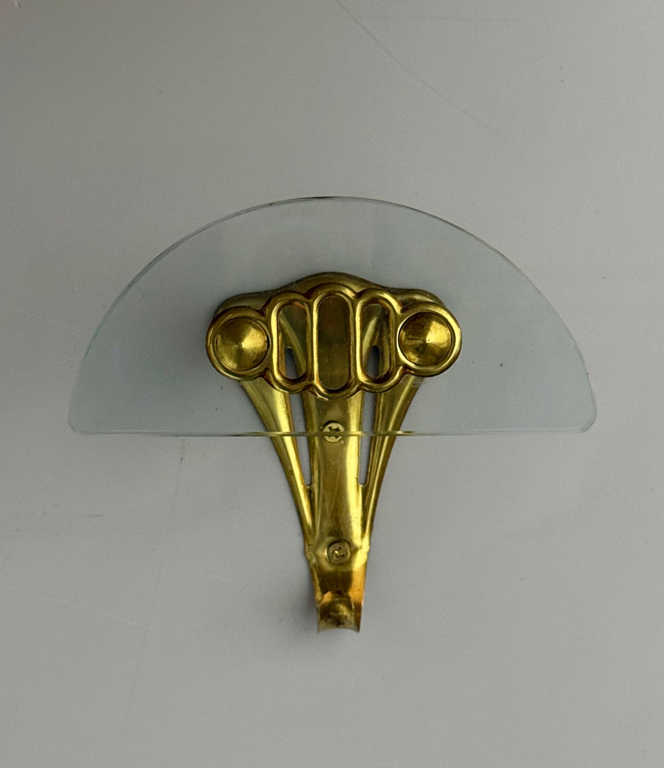 Italian Brass and Glass Coat Hook - Three Available