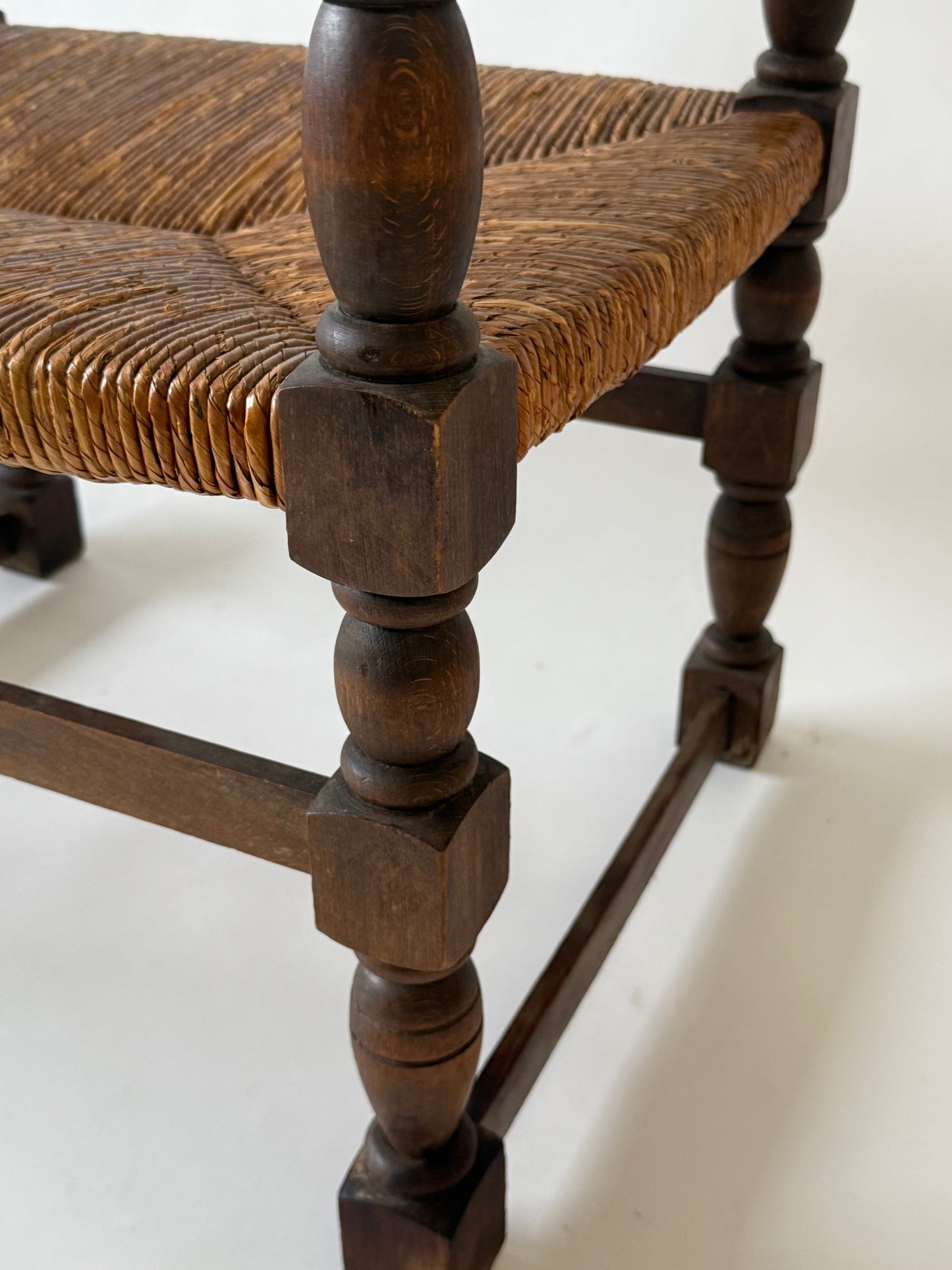 French Timber Bench with Rush Seat