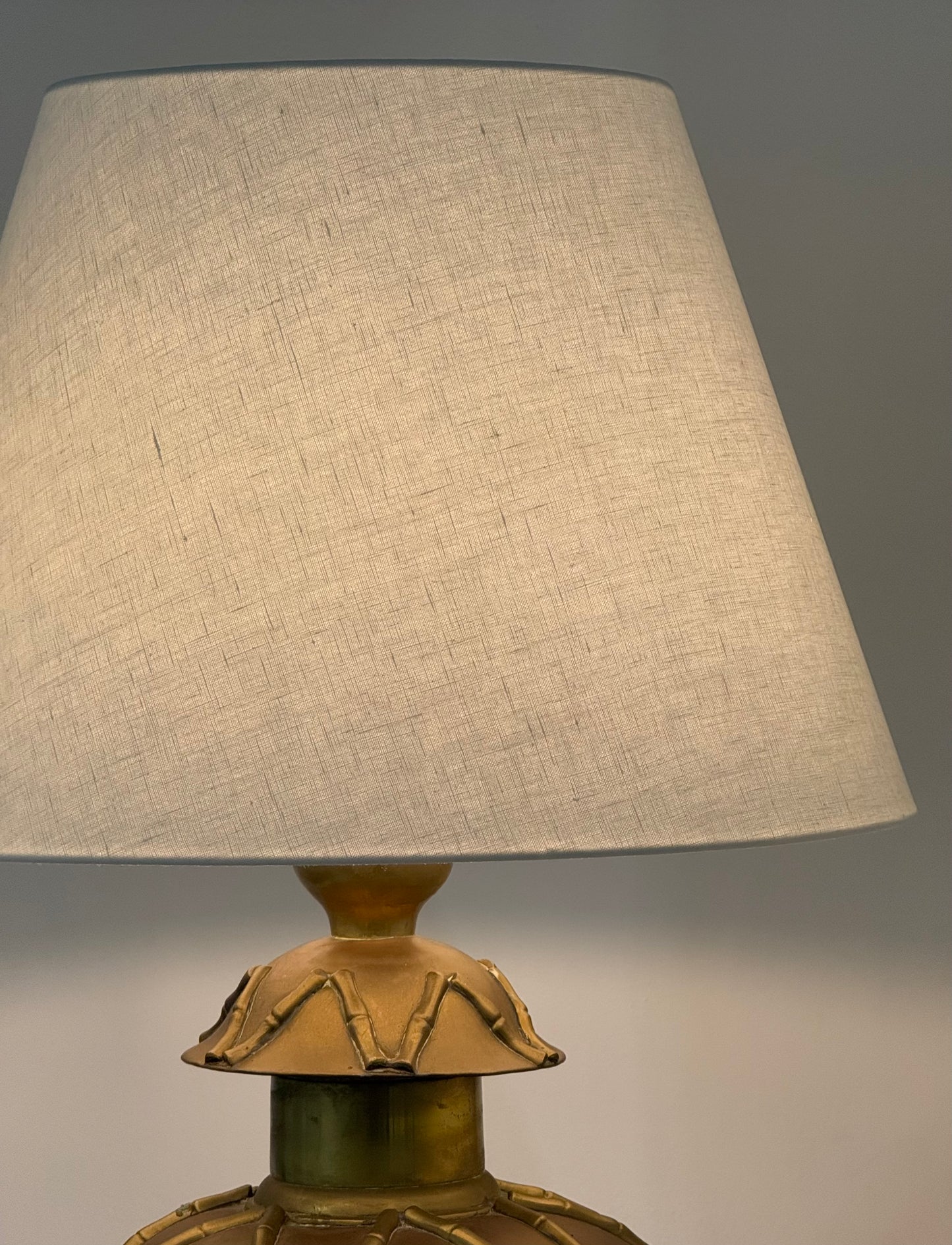 Large Italian Brass Faux Bamboo Lamp