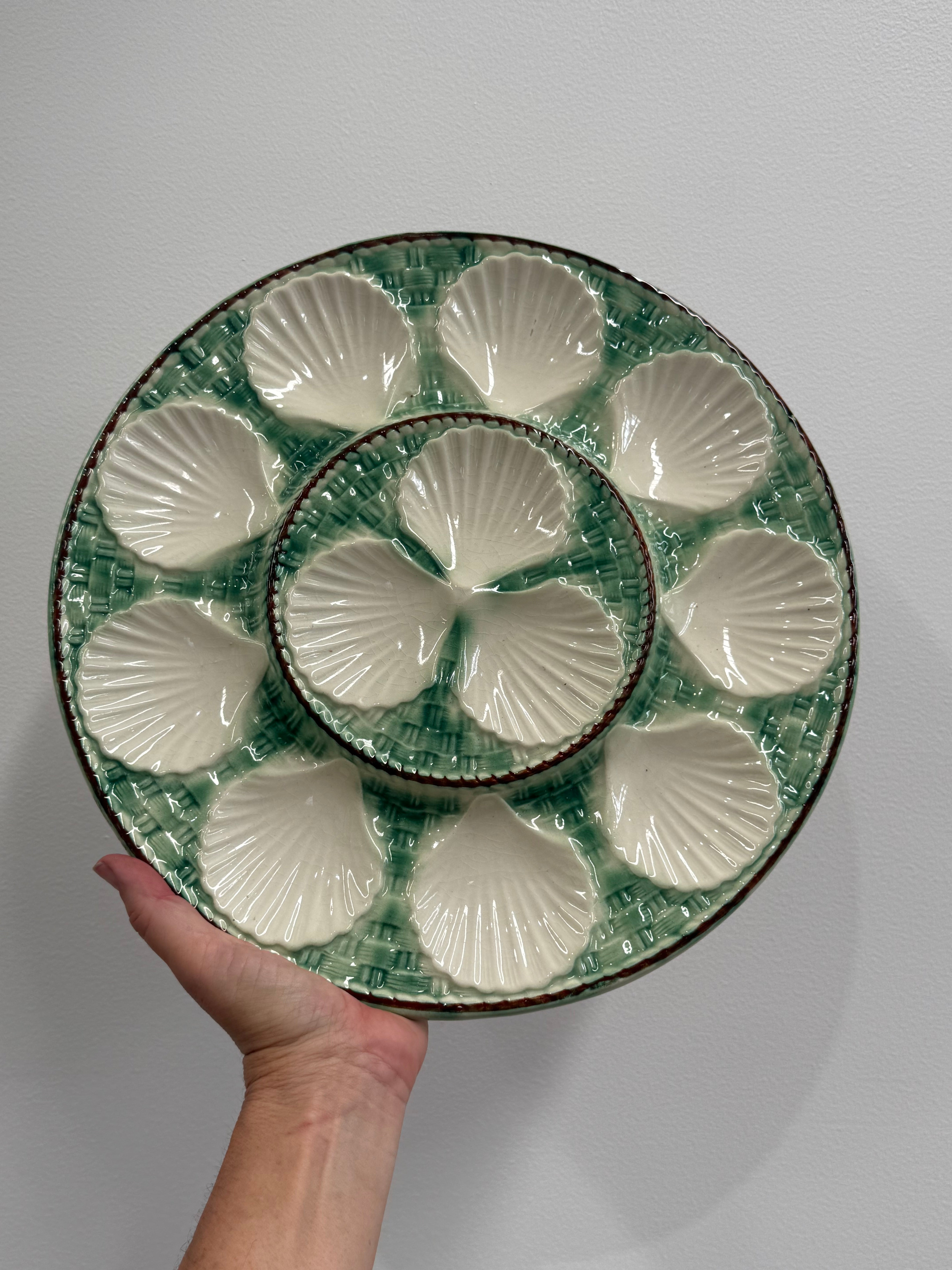 Antique French Ceramic Oyster Platter
