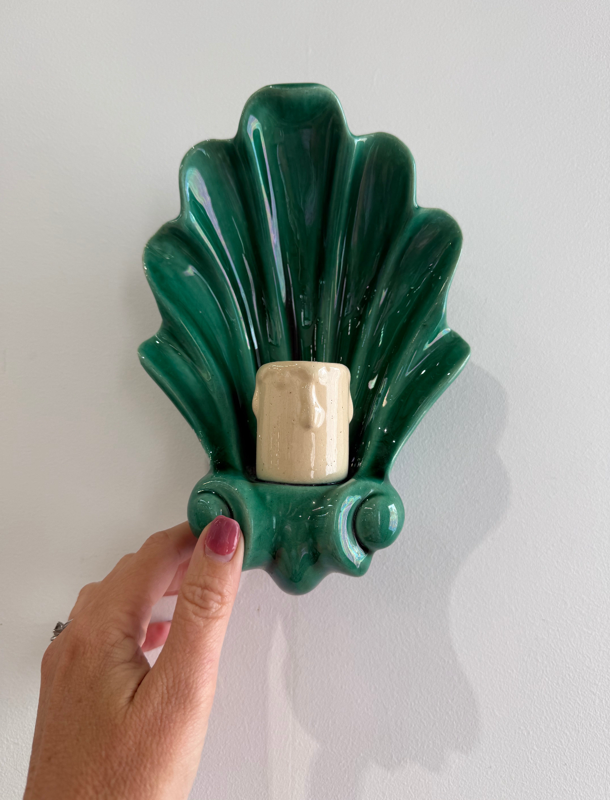 French Ceramic Shell Wall Light - Two Available