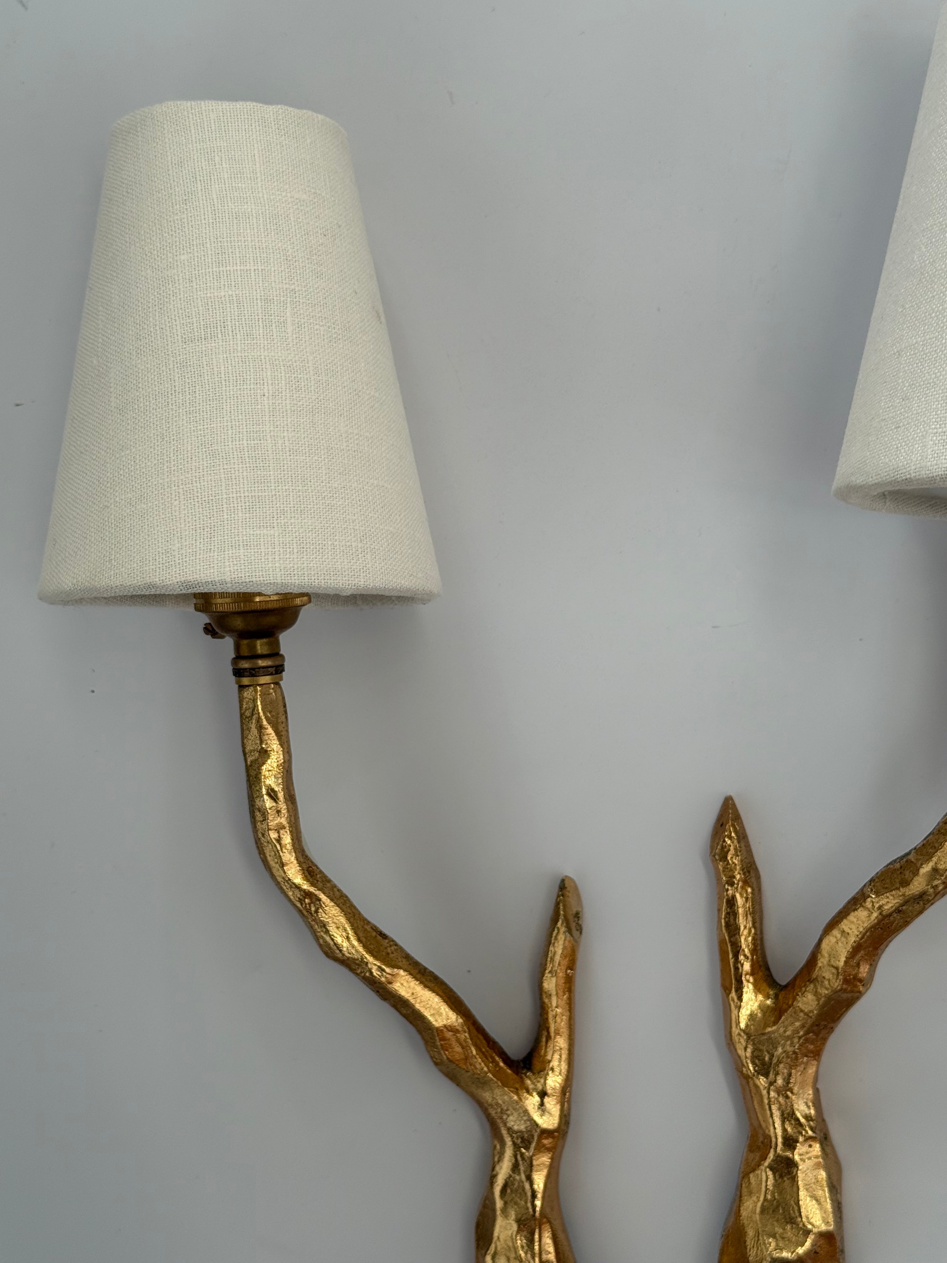 Pair of French Bronze Wall Lights by Maison Arlus