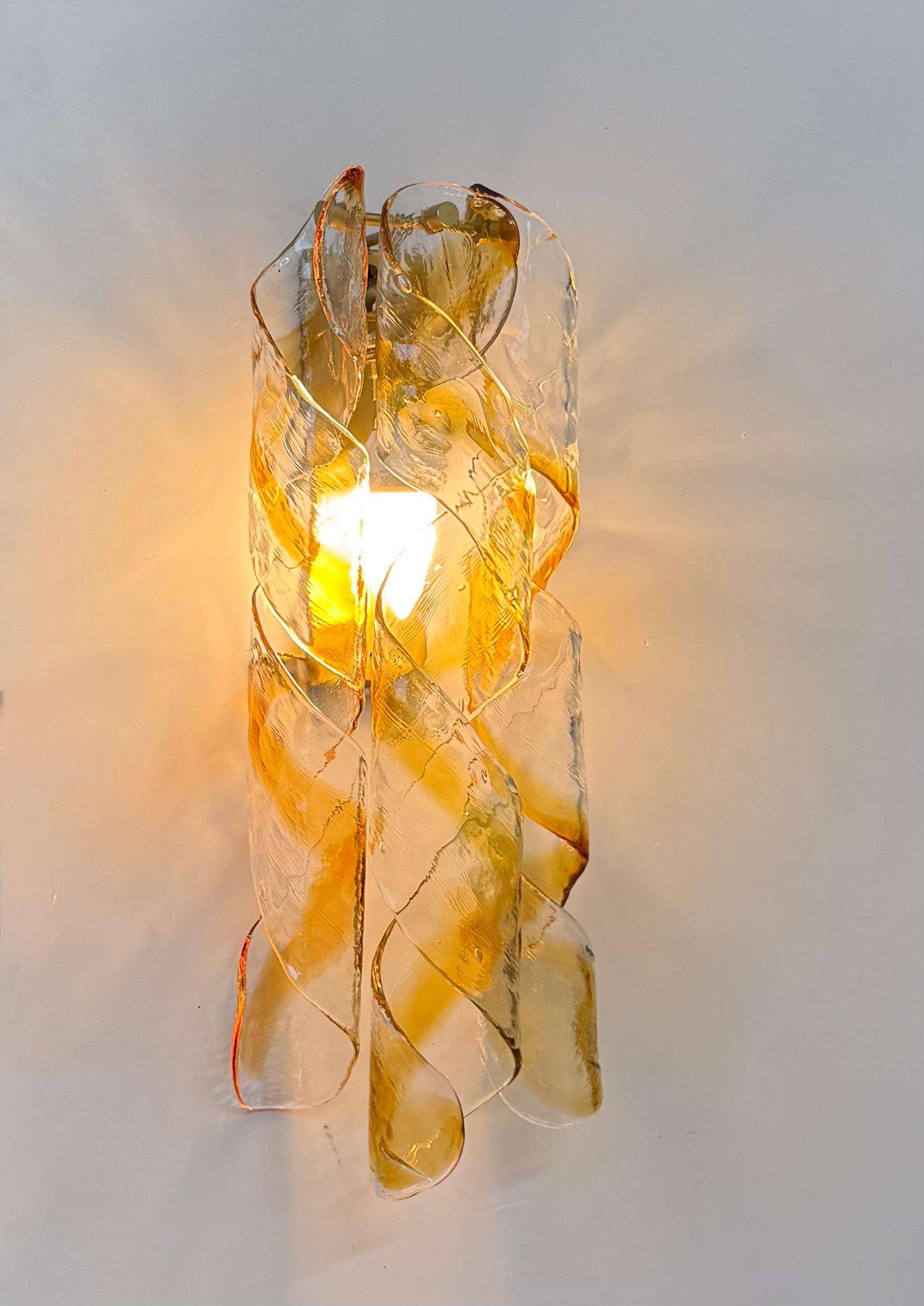 Pair of Murano “Torciglione” Wall Lights by Mazzega