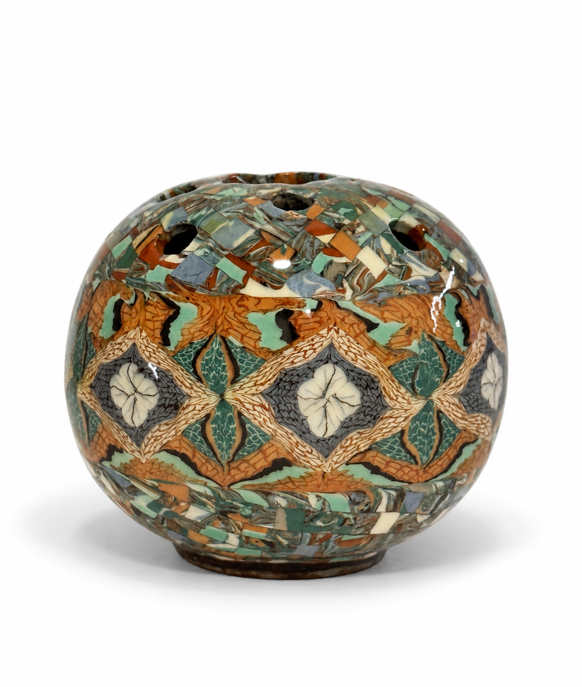 French Mosaic Ceramic Bud Vase by Jean Gerbino