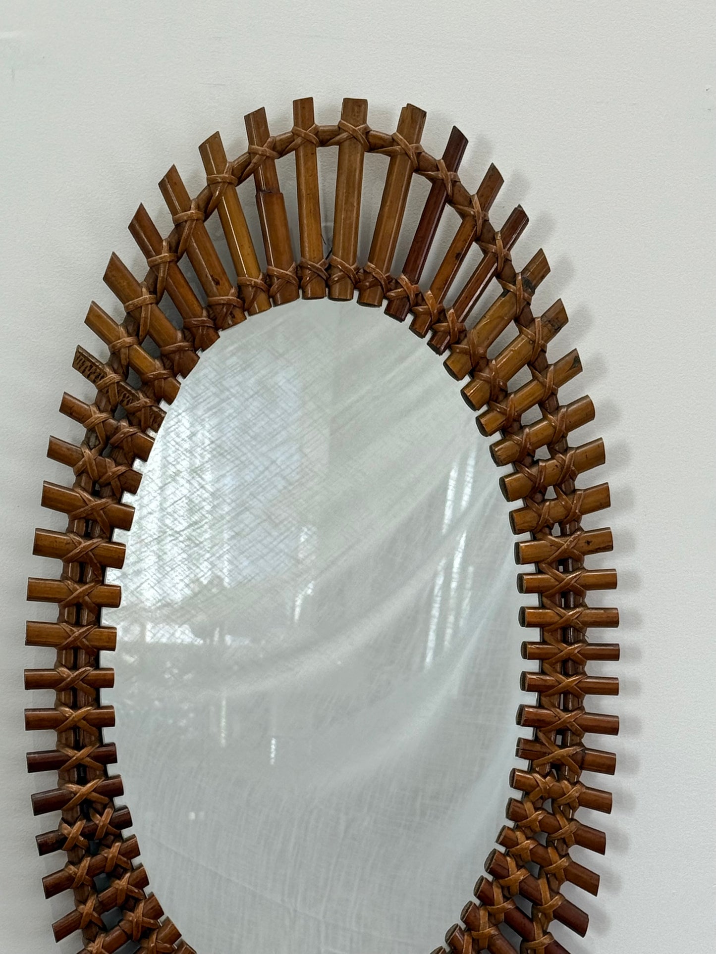 Italian Bamboo Mirror by Olaf Von Bohr for Bonacina