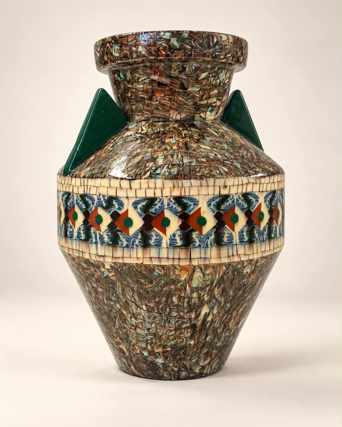 French Ceramic Mosaic Vase by Jean Gerbino, Vallauris