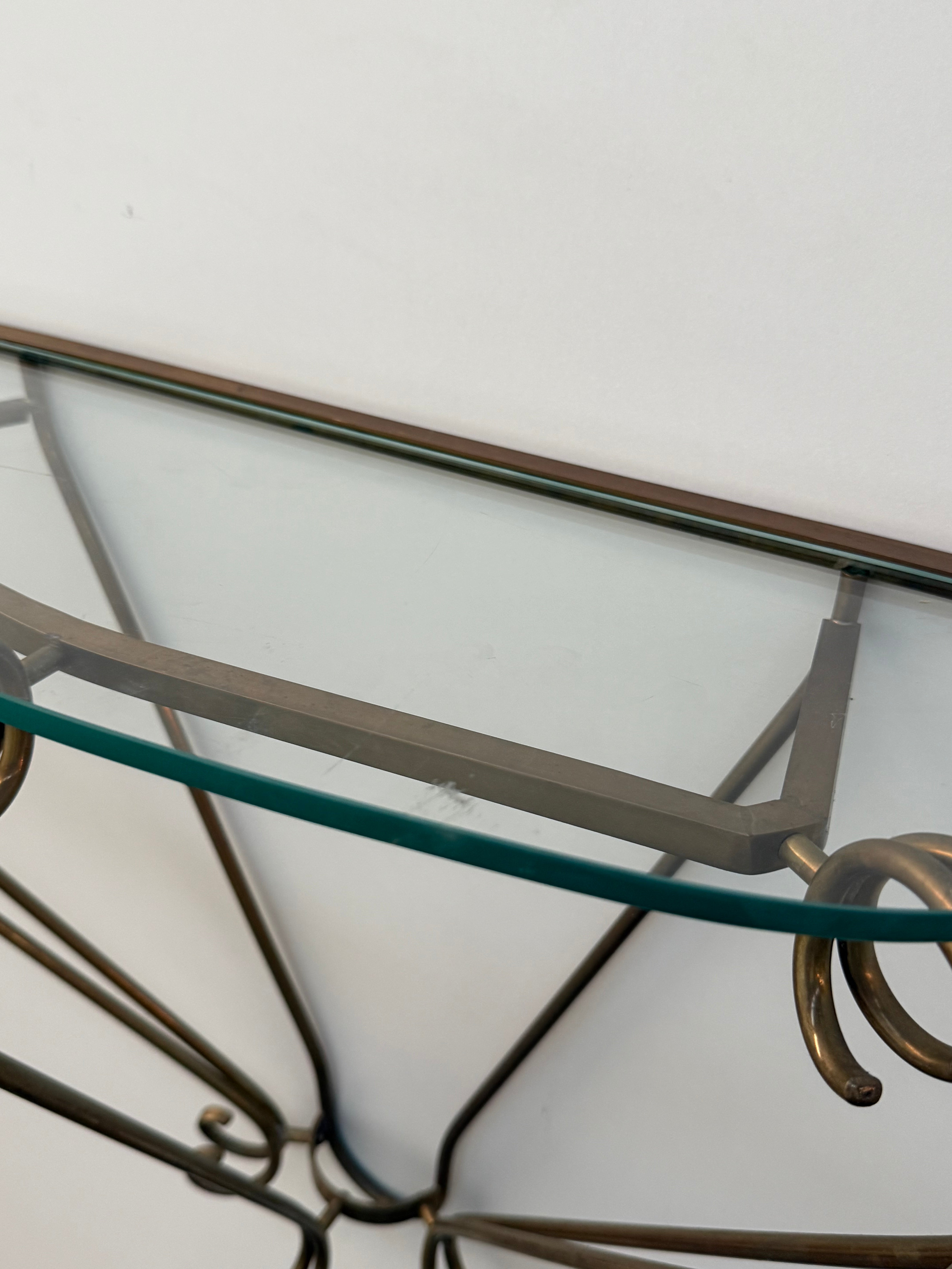 Italian Brass and Glass Console