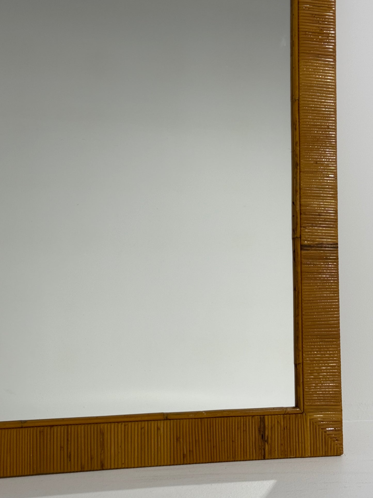 Full Length Vintage Pencil Reed Style Rattan Mirror