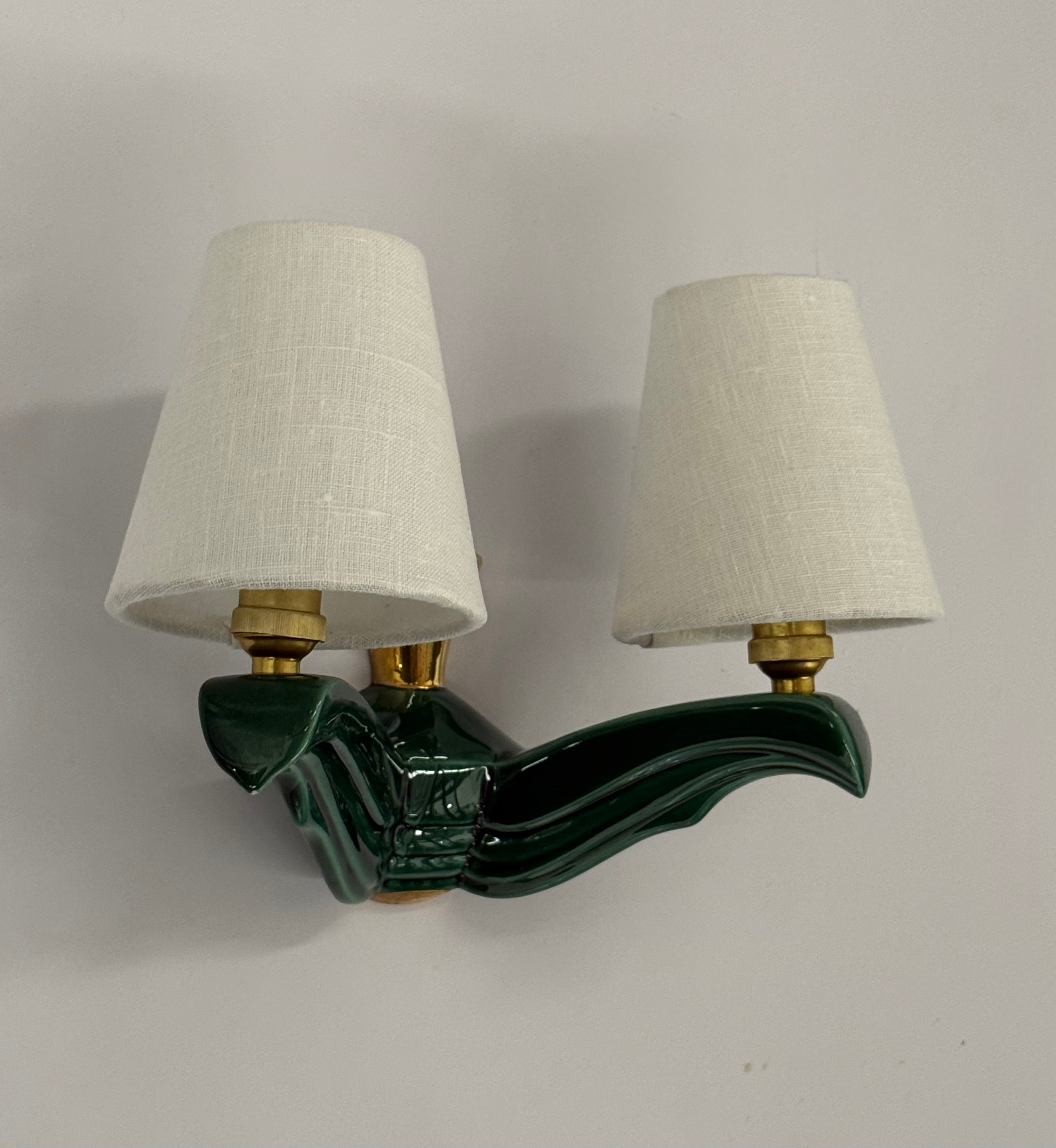 Pair of 1950’s French Ceramic Wall Lights