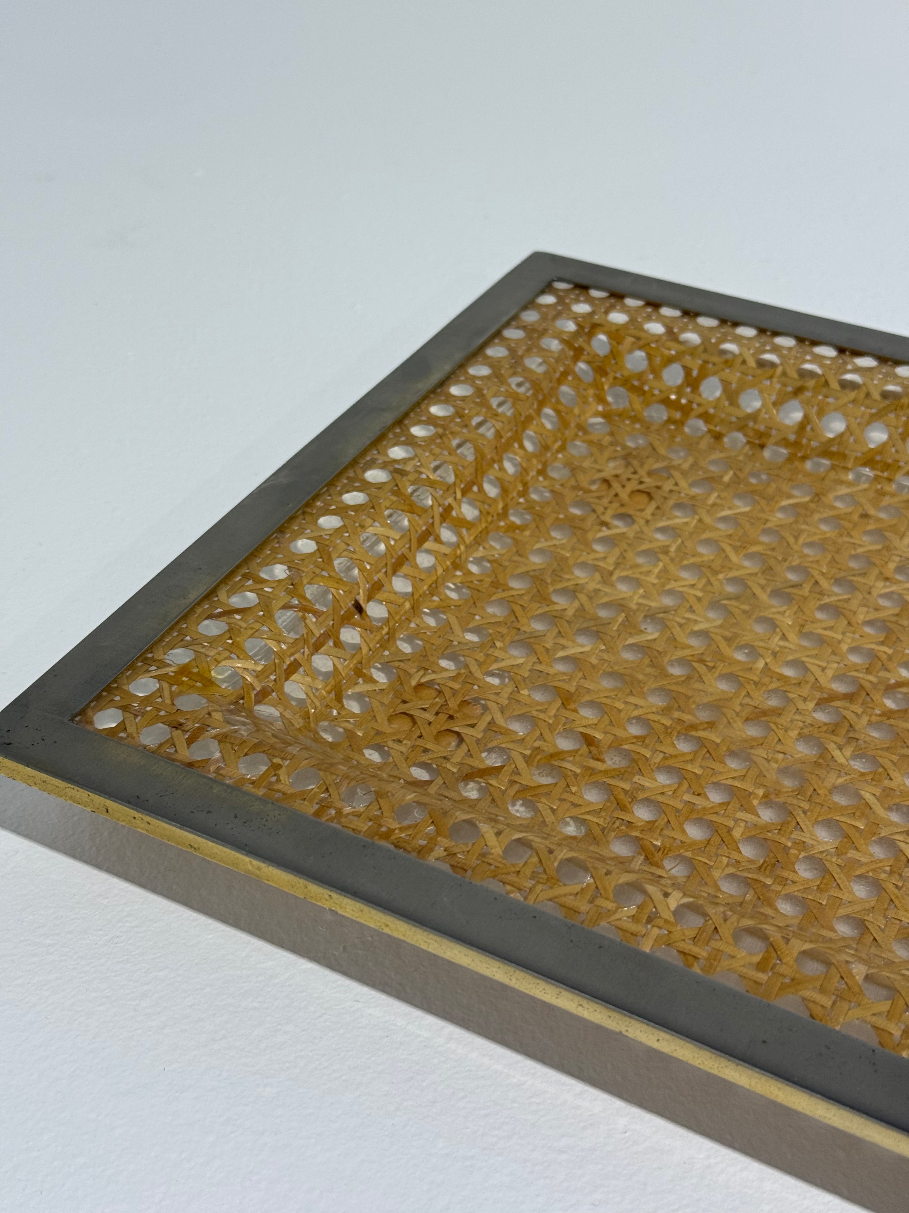 Italian Perspex & Rattan Tray