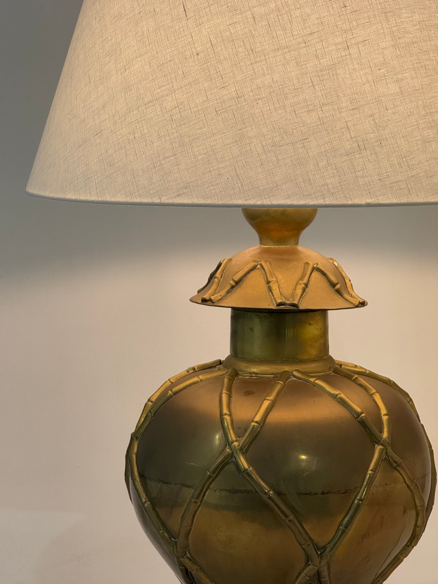 Large Italian Brass Faux Bamboo Lamp