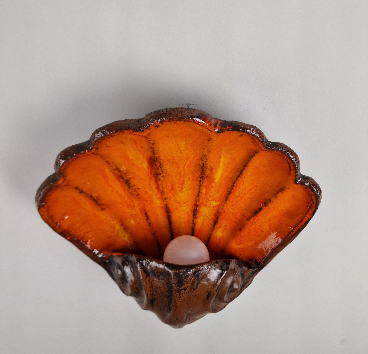 Large French Ceramic Shell Wall Light