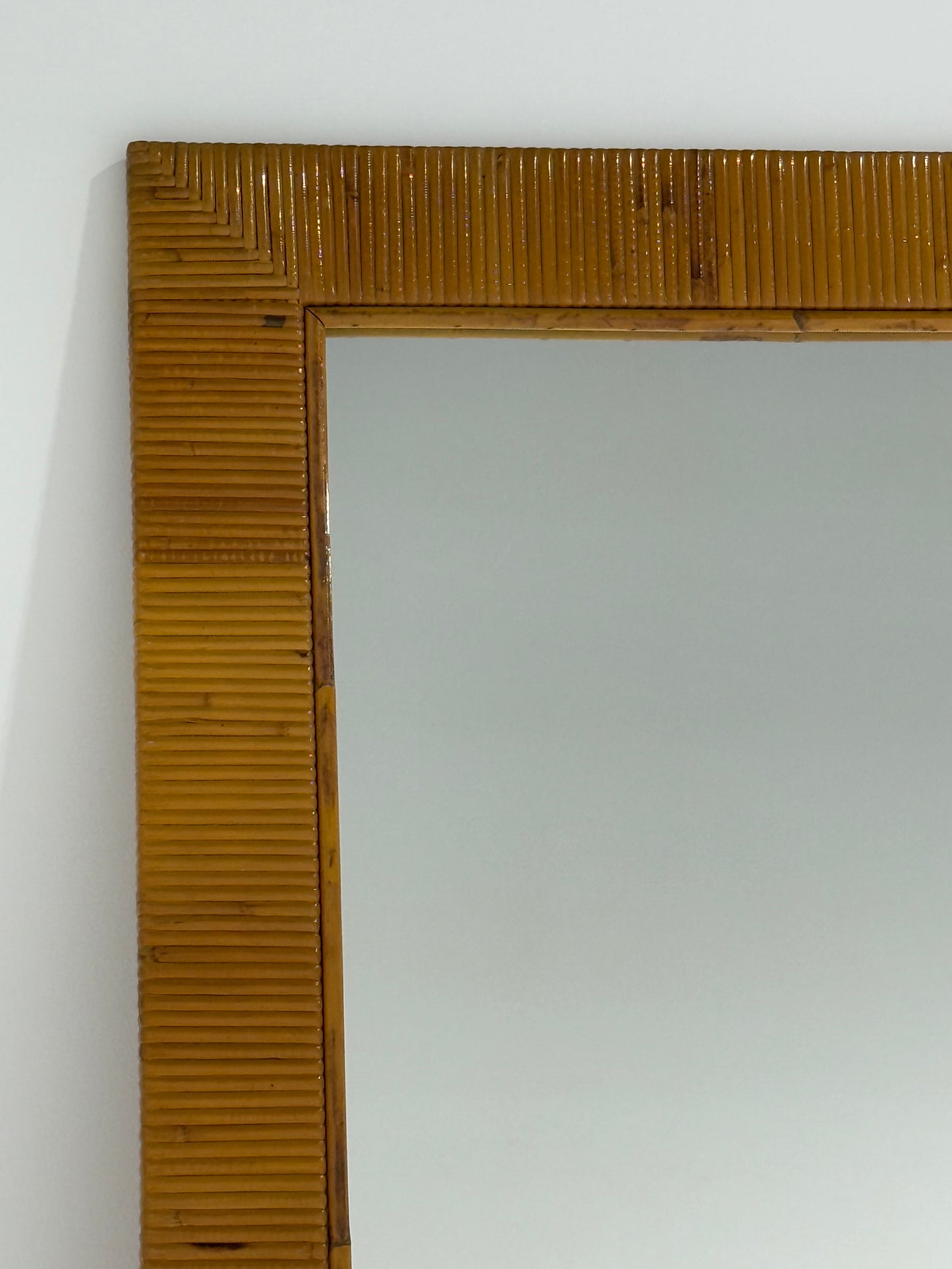 Full Length Vintage Pencil Reed Style Rattan Mirror