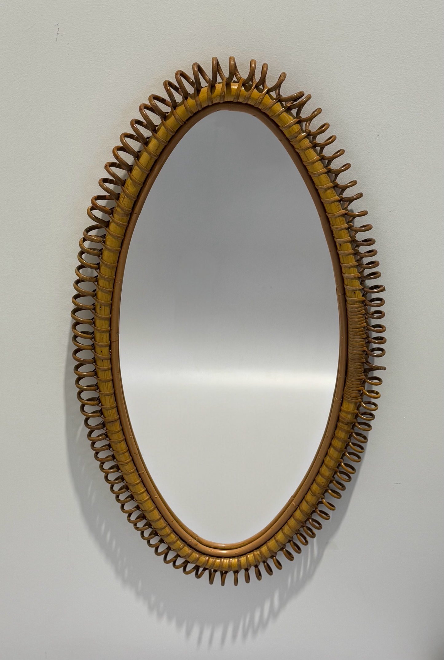 Large Italian Bamboo Mirror by Franco Albini