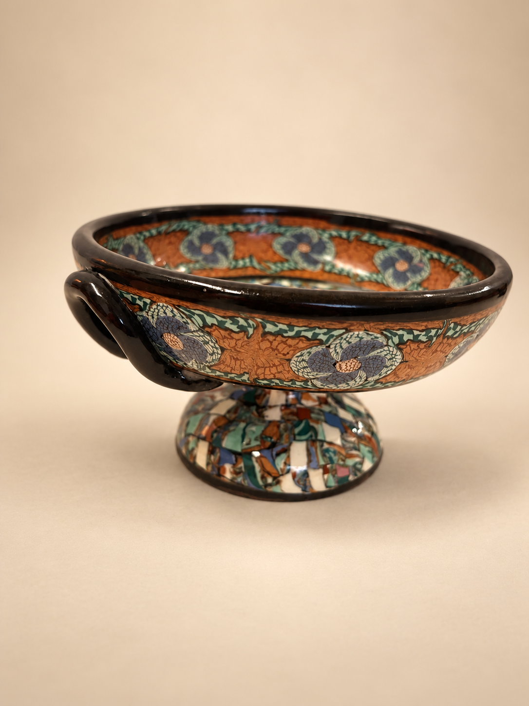 French Mosaic Ceramic Bowl by Jean Gerbino