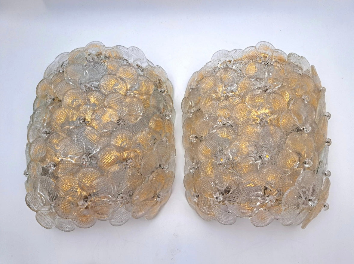 Pair of Murano Flower Wall Lights by Seguso