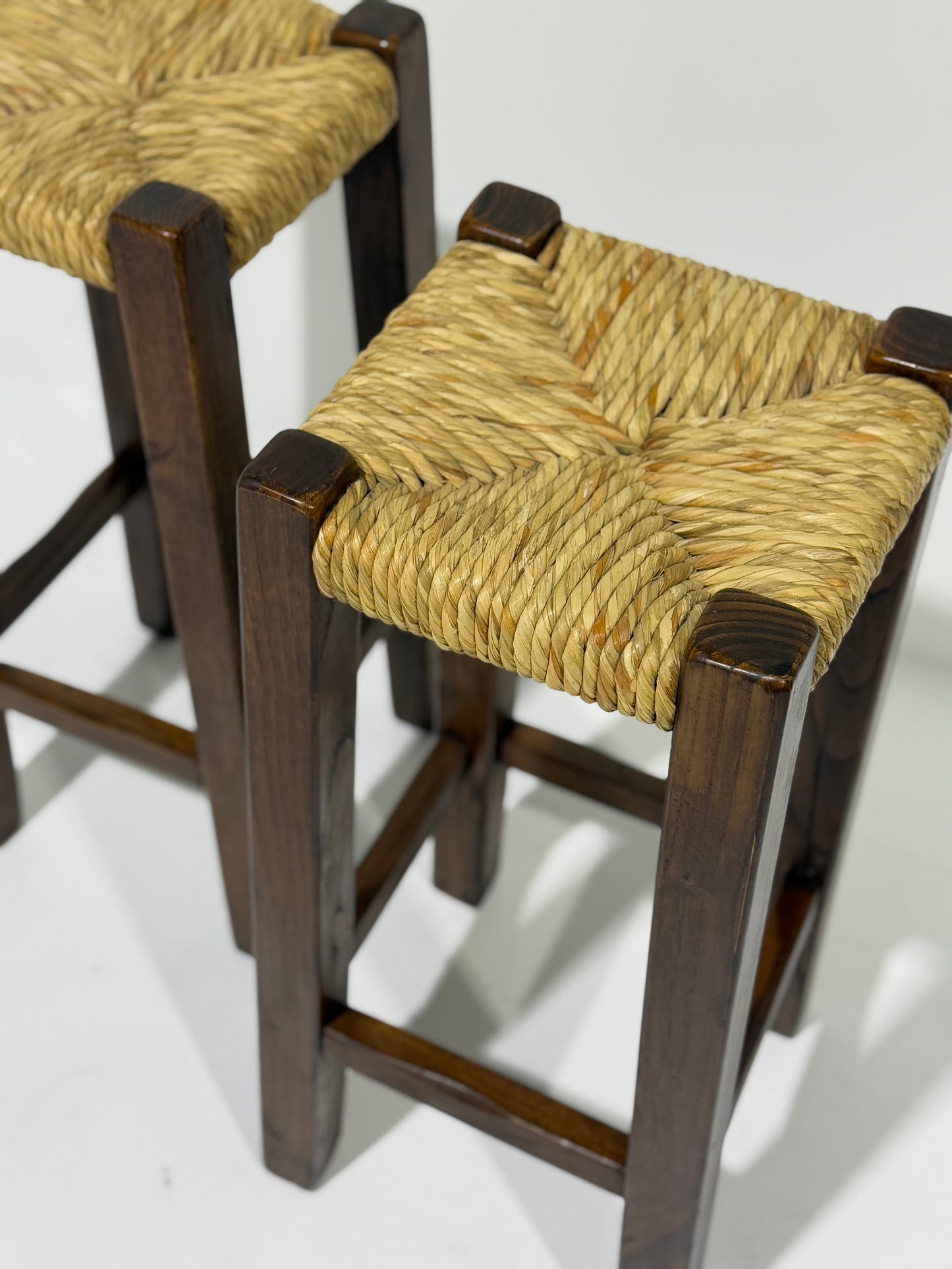 Pair of Vintage Italian Timber Rush Bar Stools