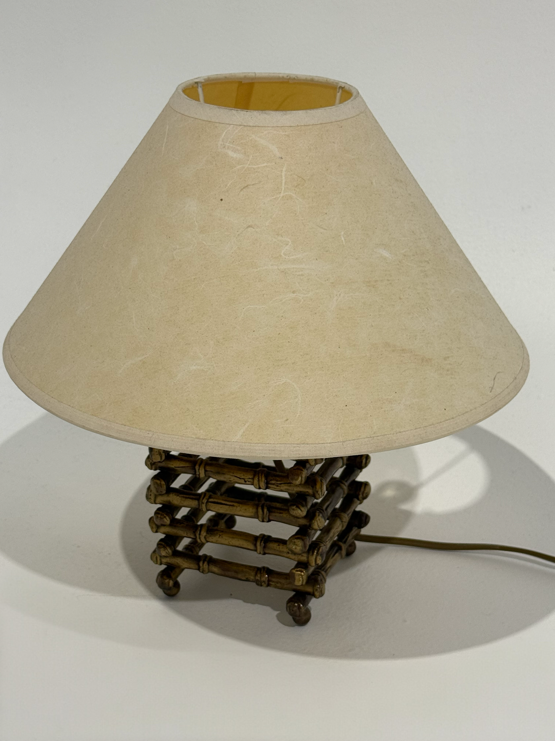 Vintage Brass Faux Bamboo Lamp