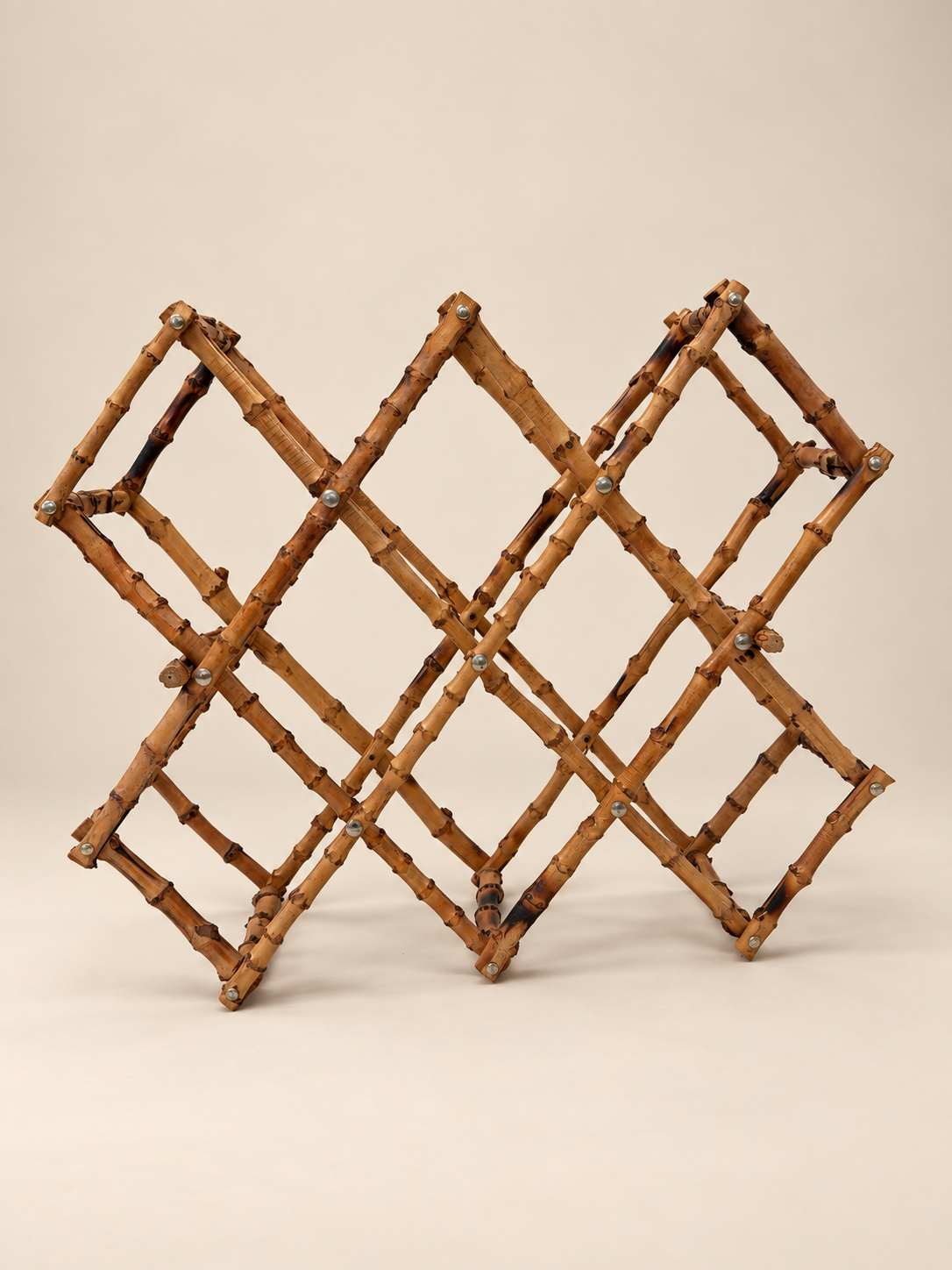 Vintage Bamboo Folding Wine Rack