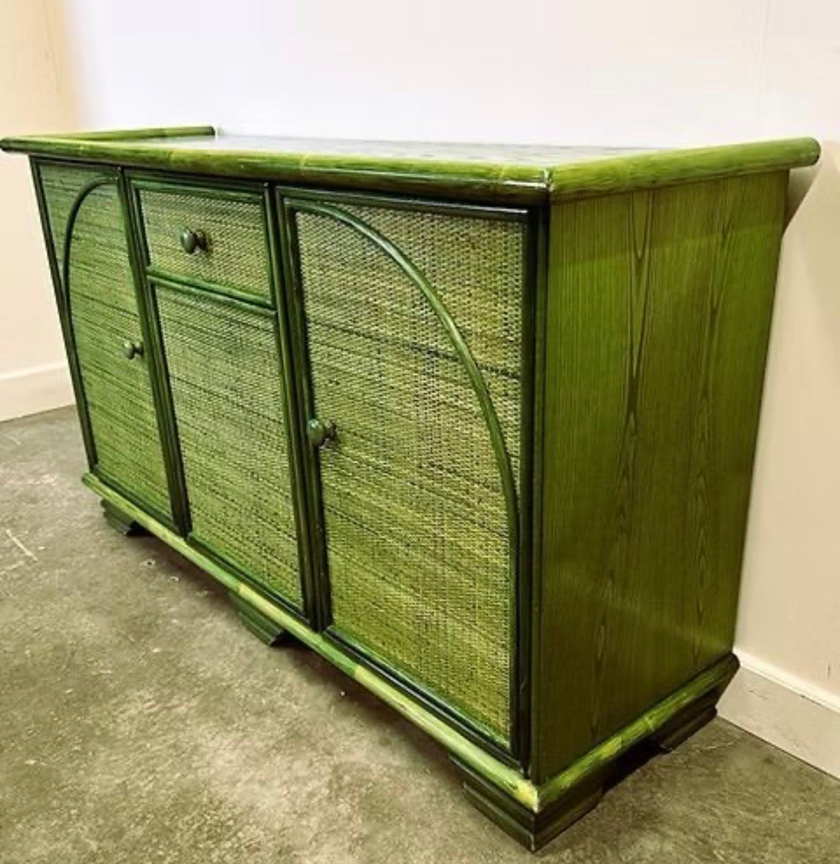 PRE ORDER: Vintage French Bamboo Sideboard by Maugrion