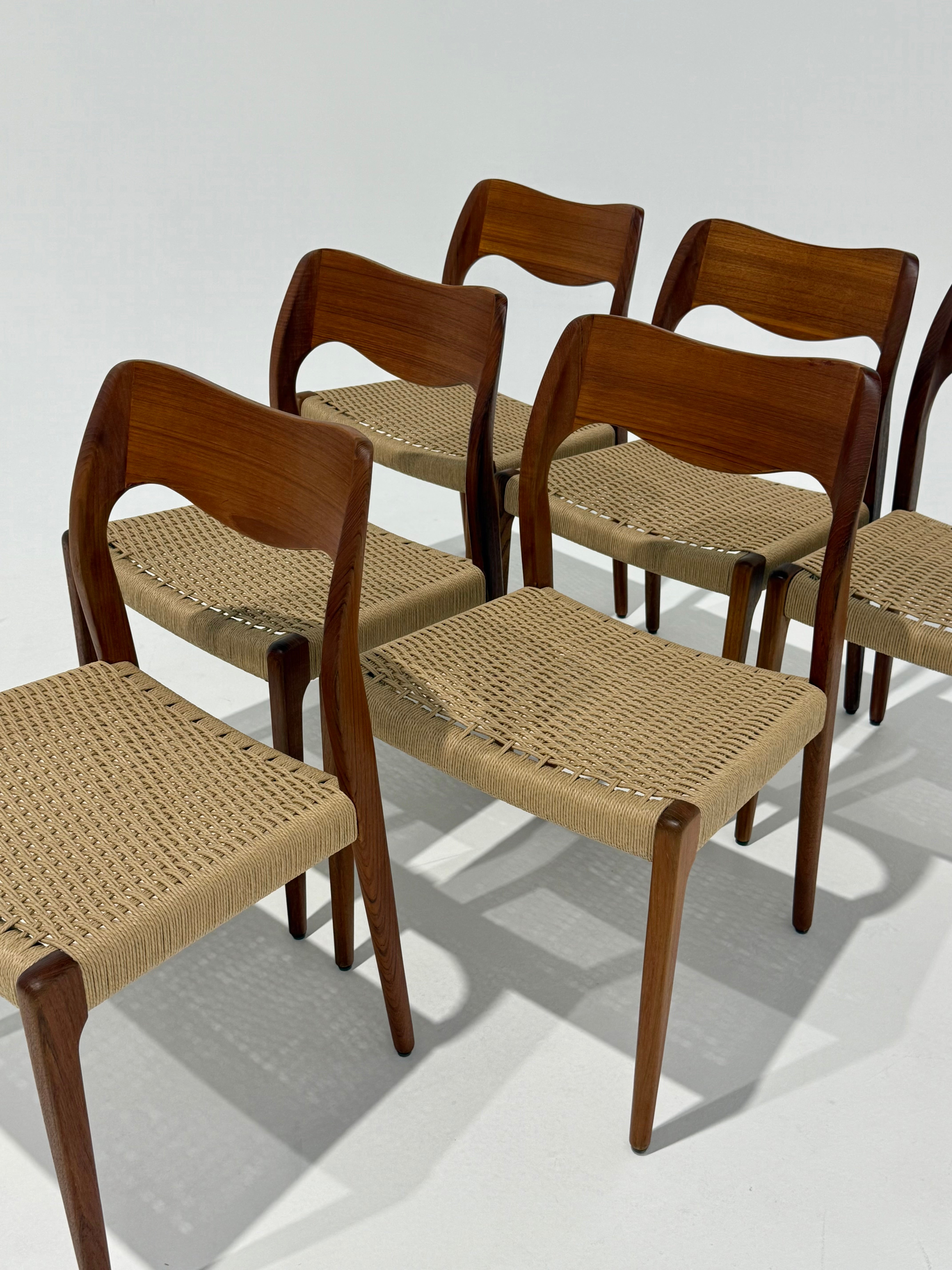 Set of 6 Danish JL Moller Model 71 Dining Chairs