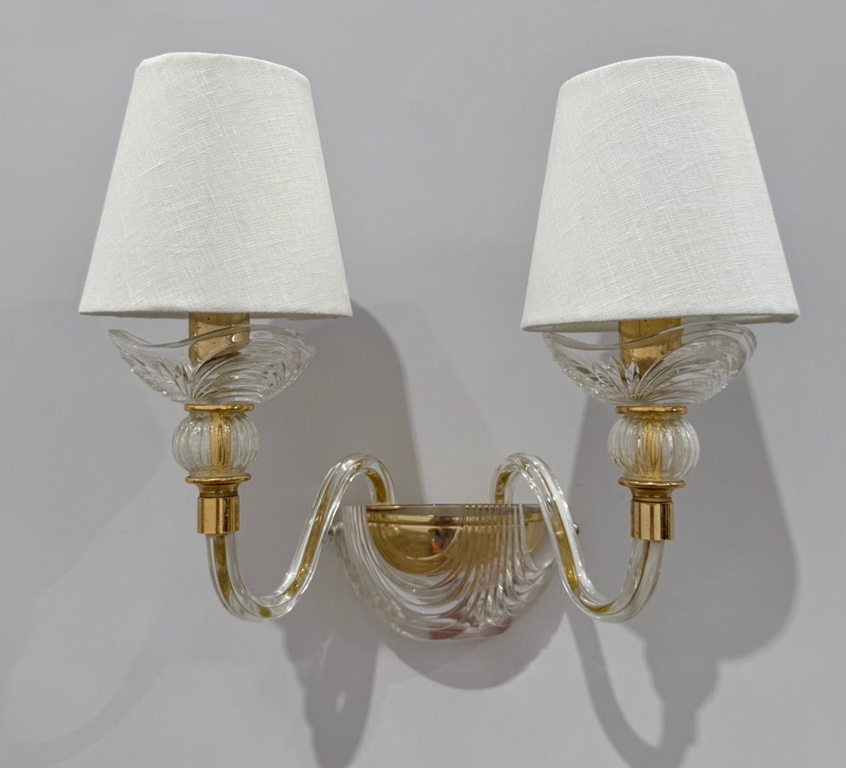 Pair of Vintage Italian Glass Wall Lights