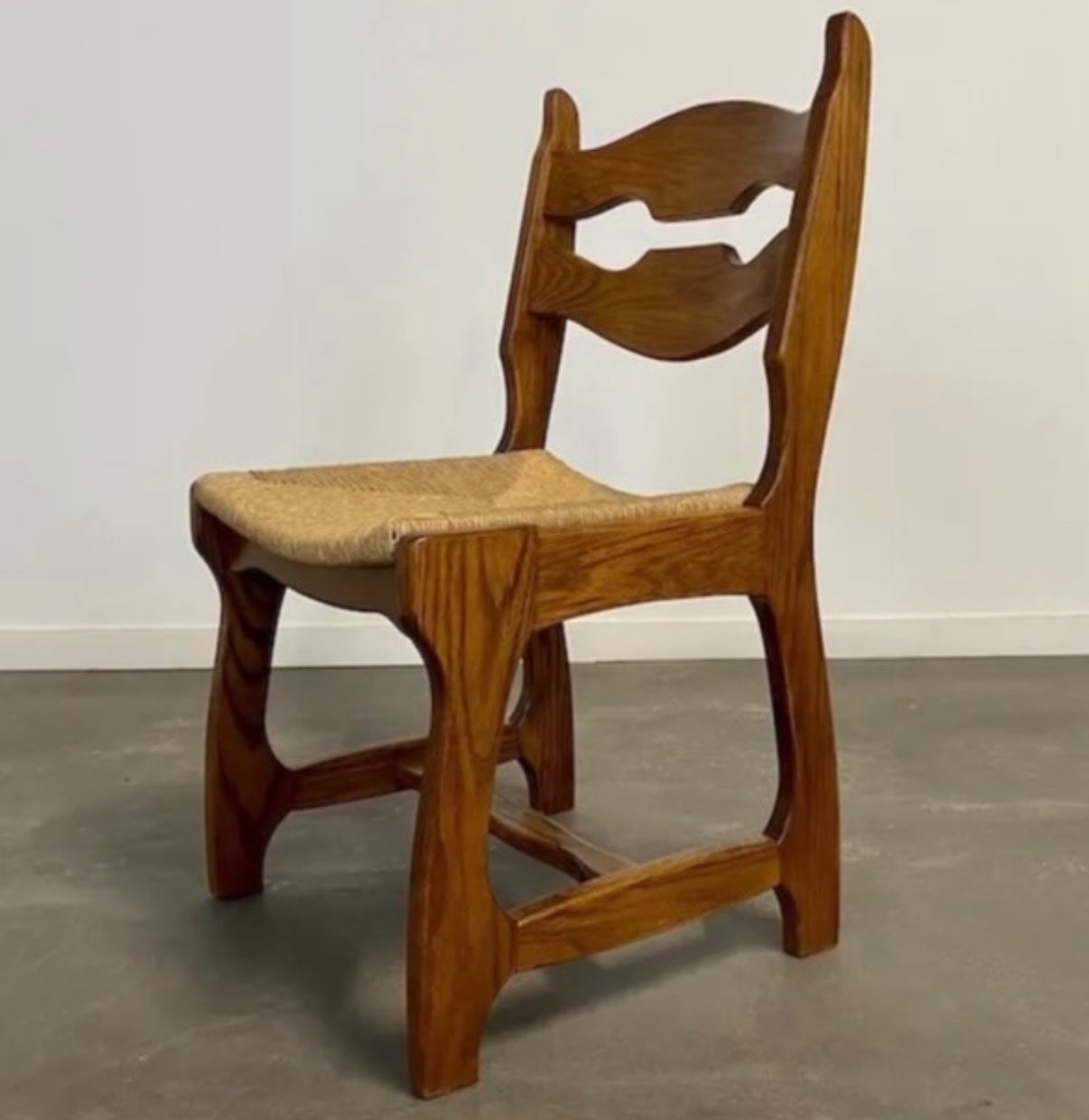 PRE ORDER Set of Six Oak Dining Chairs by Guillerme & Chambron